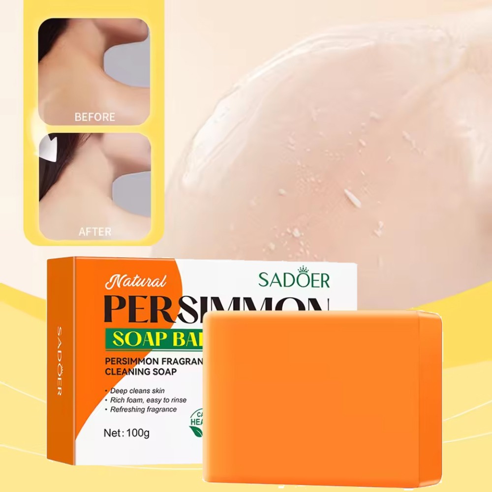 3PCS Persimmon Soap for Old People Smell, Organic Deodorant Bath Bar Body Odor