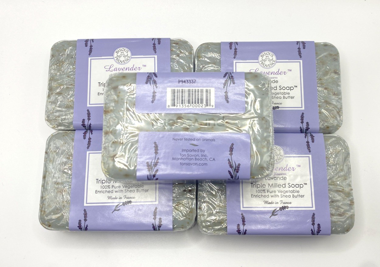 5 Bars Trader Joe’s Bisous de Provence Lavender with Flowers Triple Milled Soap