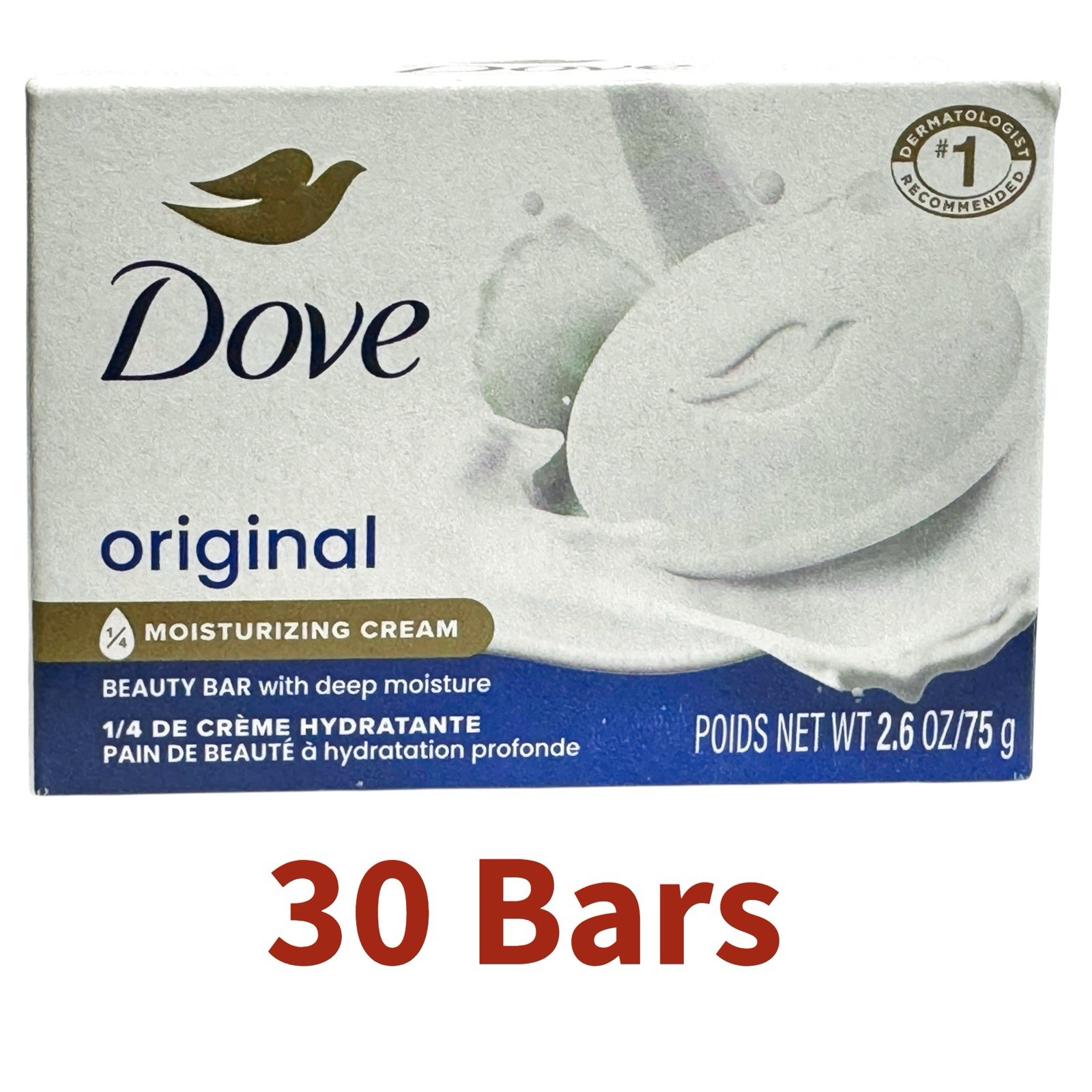 Dove 2.6 oz. Original White Beauty Bar – Light Scent New LOT OF 30