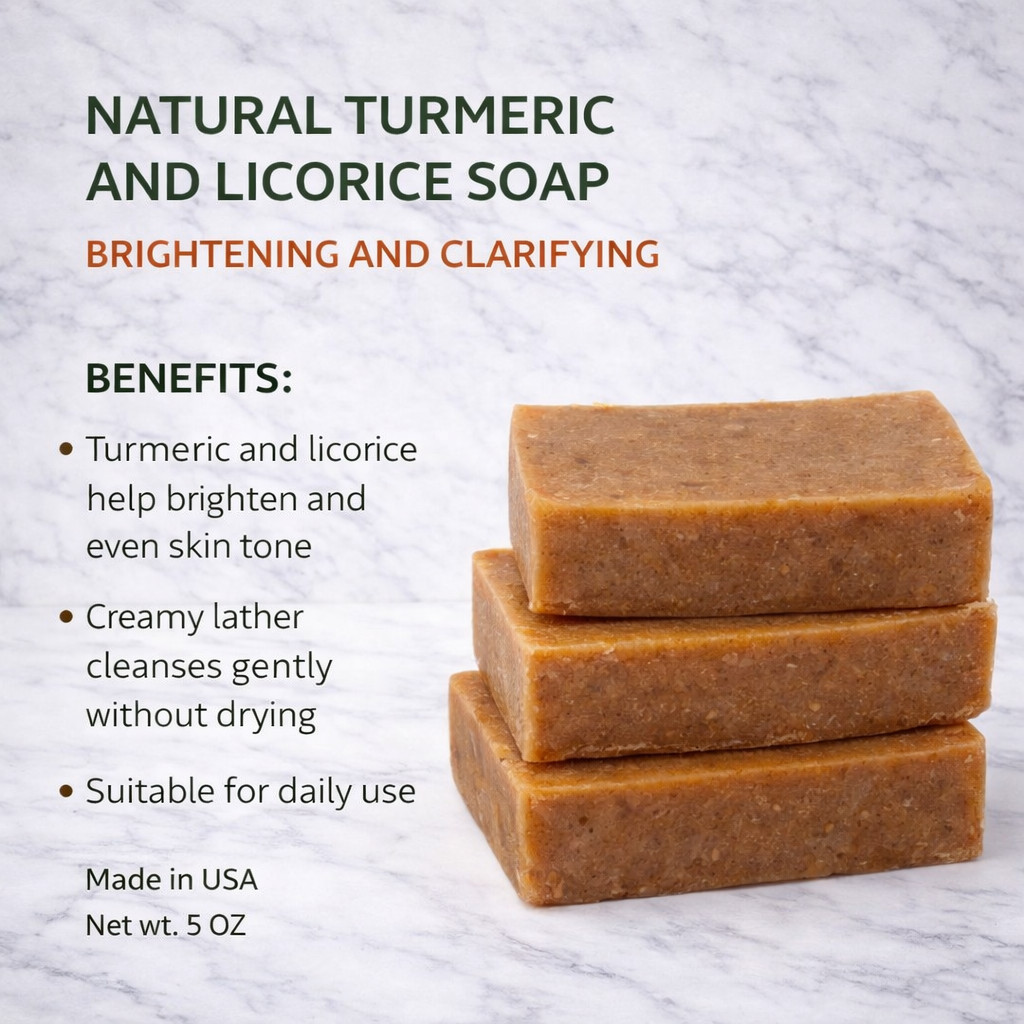 EST E OVEST Natural Turmeric & Licorice Soap – 5 oz Brightening • Clarifying •