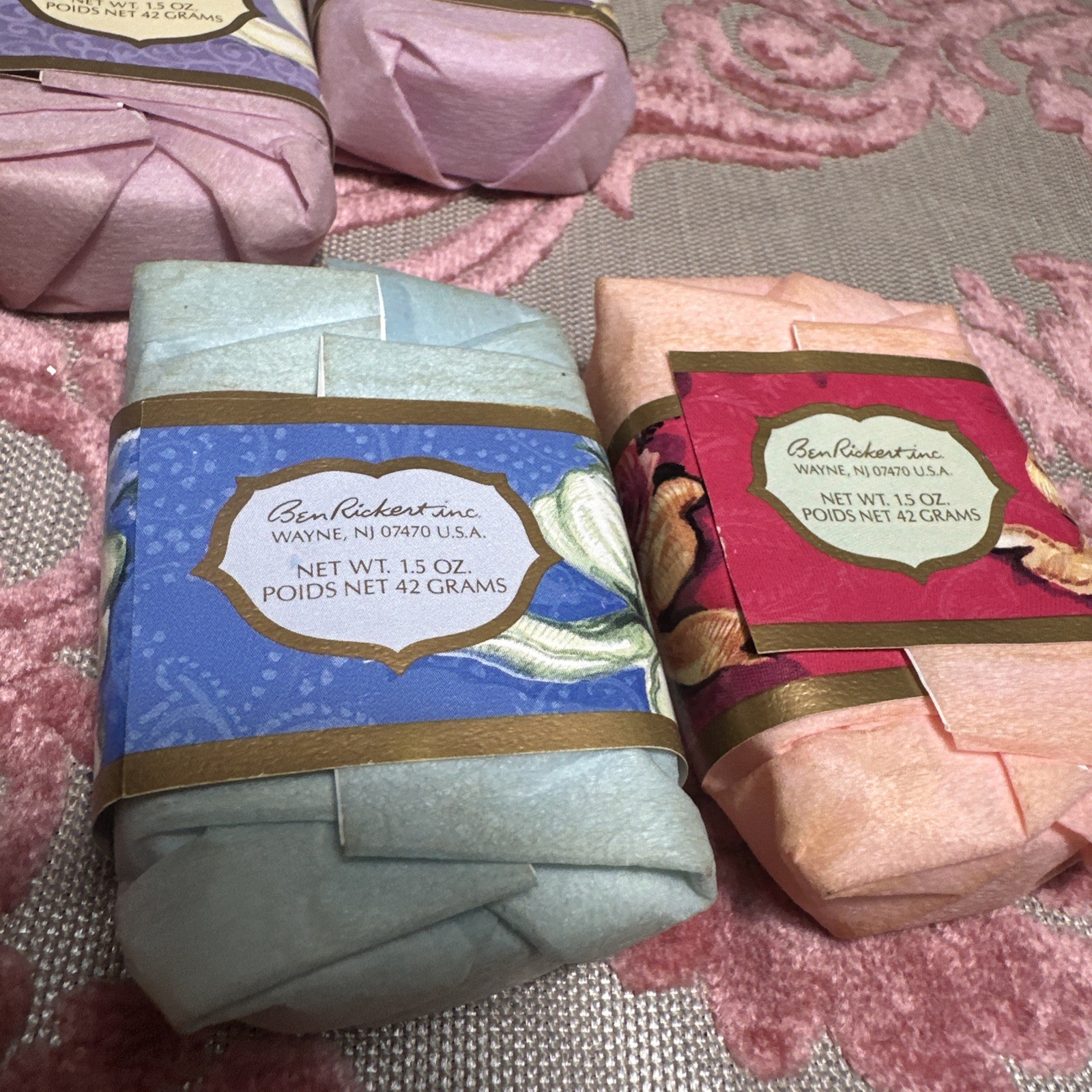 Vtg Lot of 4 Ben Rickert Soap Lilac (2), Rose, Lavender 1.5 oz each Z3