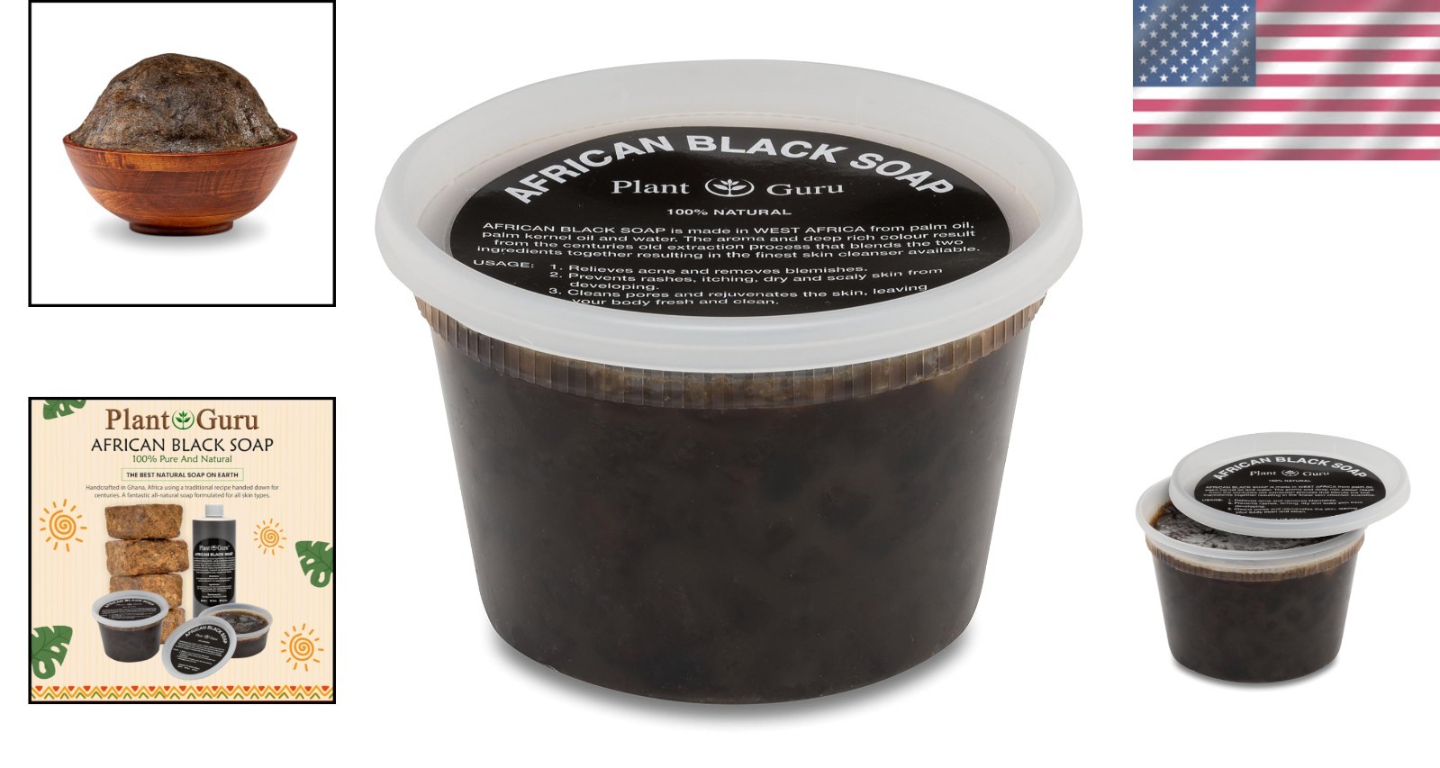 16 oz African Black Soap – Hydrating Face & Body Cleanser with Shea Butter