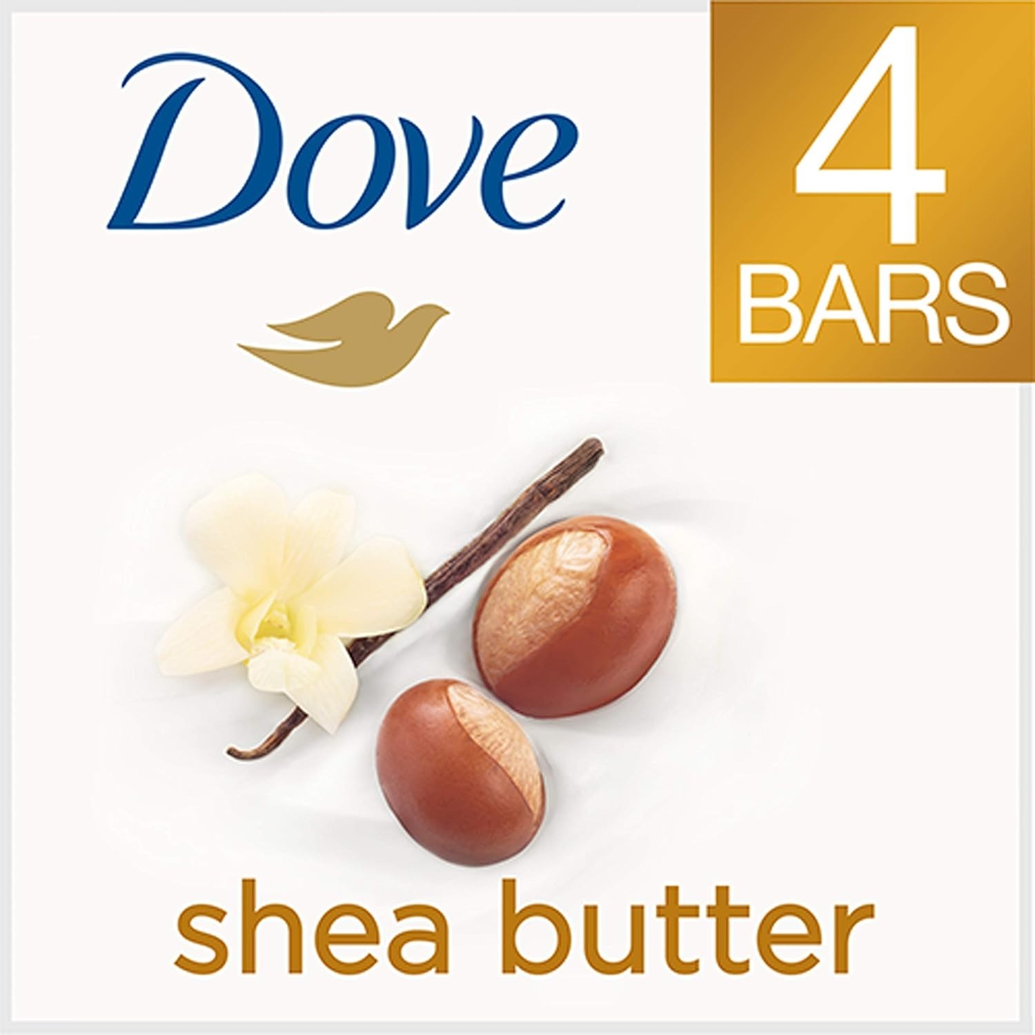 Dove Beauty Bar Soap Shea Butter 4 Count for Nourished, Radiant Skin, Enriche…