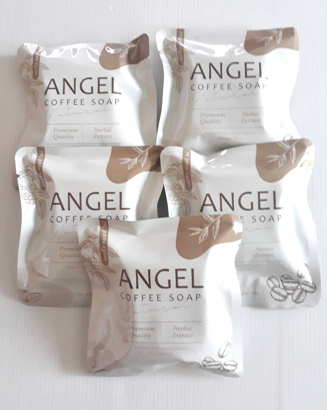 Soap Natural ANGEL COFFEE Scrub Herbs Face Body Turmeric Mahad Tamarind 5x50g