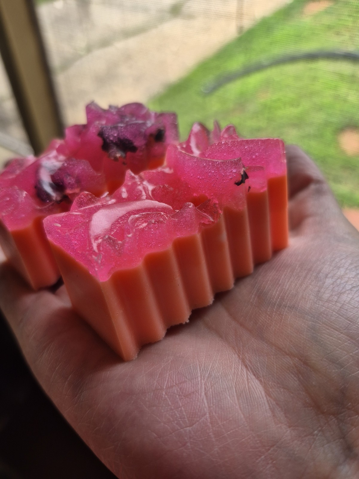 Abide & Bloom Soap Co. Handcrafted Rose Bar Soap Pink/Orange Lot of 2 Bars