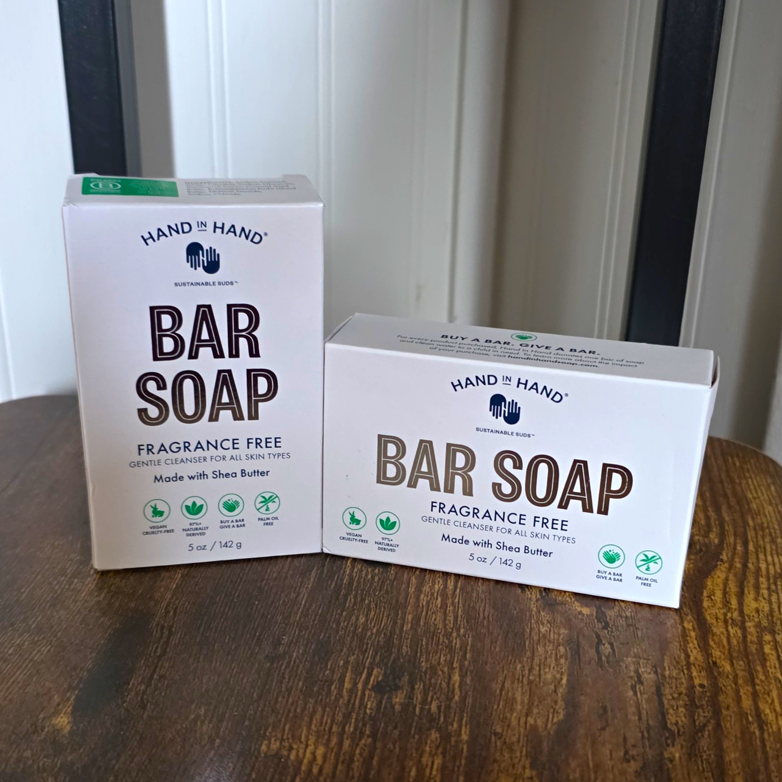 Hand in Hand Fragrance Free Bar Soap with Shea Butter 5 oz (2 Boxes)