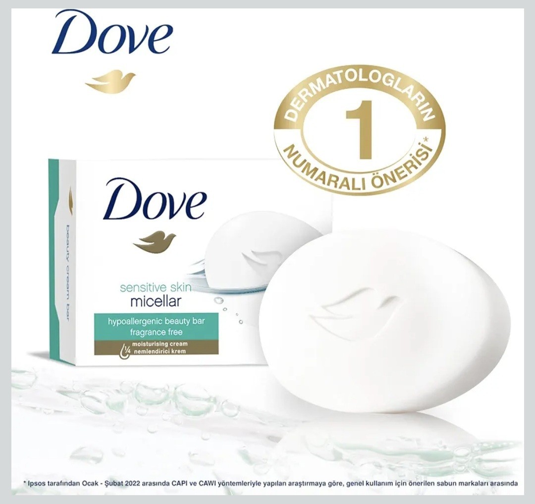 🩵 DOVE 🩵 3.32 Oz. 90g Bar 🩵🫧 ●SENSITIVE SKIN● 🫧 ≈MICELLAR≈ Beauty Bar 🫧.