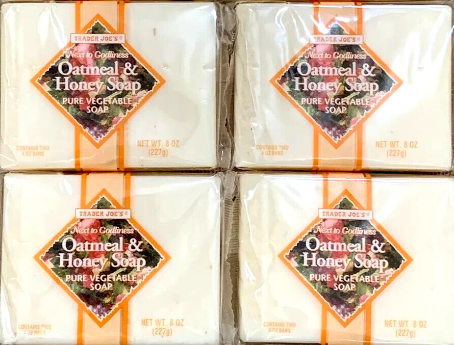 4 Bars X Trader Joes Oatmeal and Honey Vegetable Soap 8 oz each