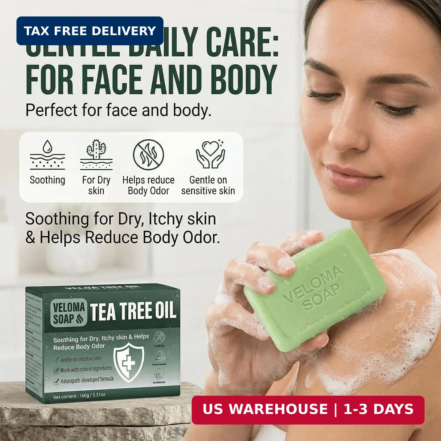 Veloma Antifungal Soap,Veloma Soap,Soothing Tea Tree & Eucalyptus, Deep Pore Cle