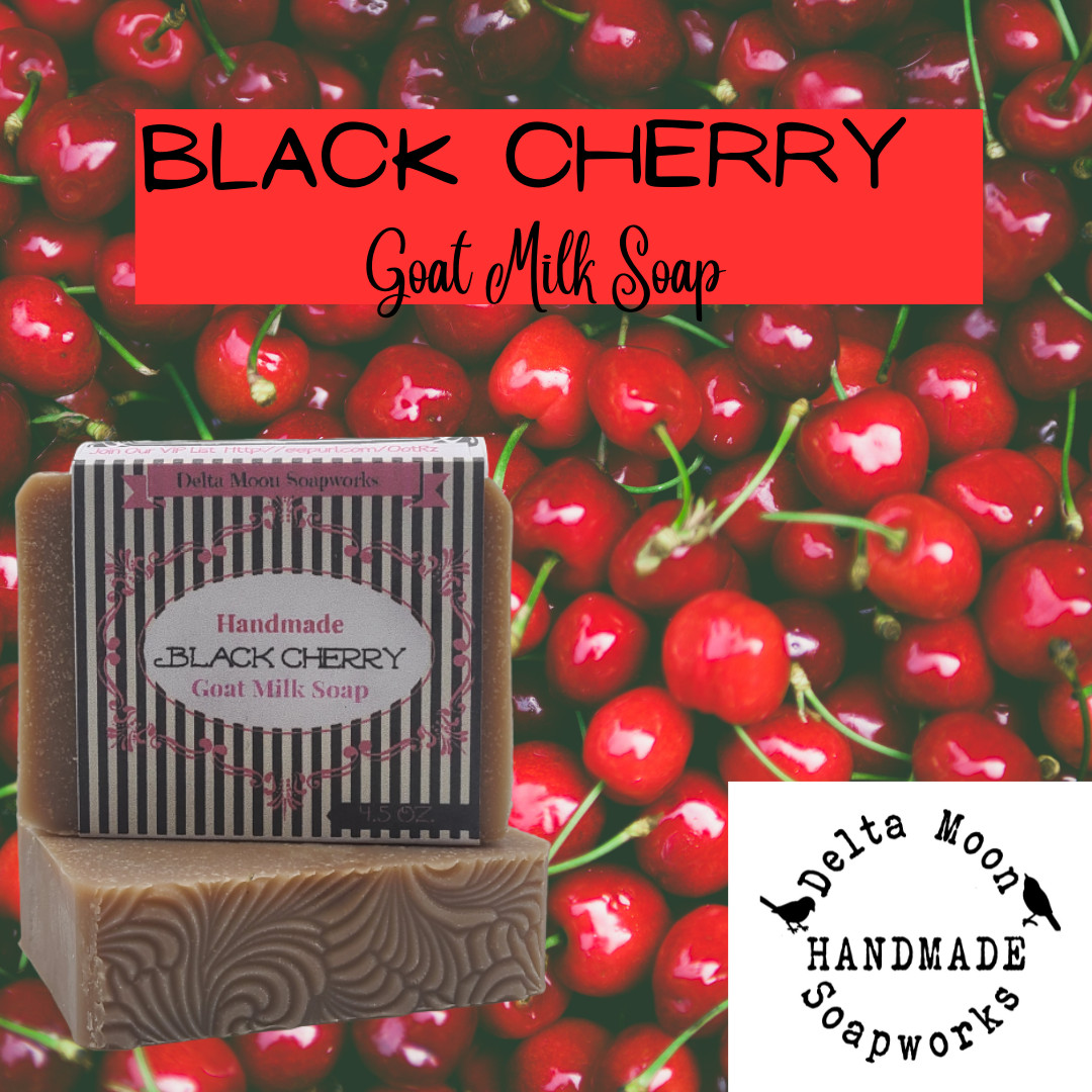 Handmade Black Cherry Goat Milk Soap, Super Mild, + samples, ships fast