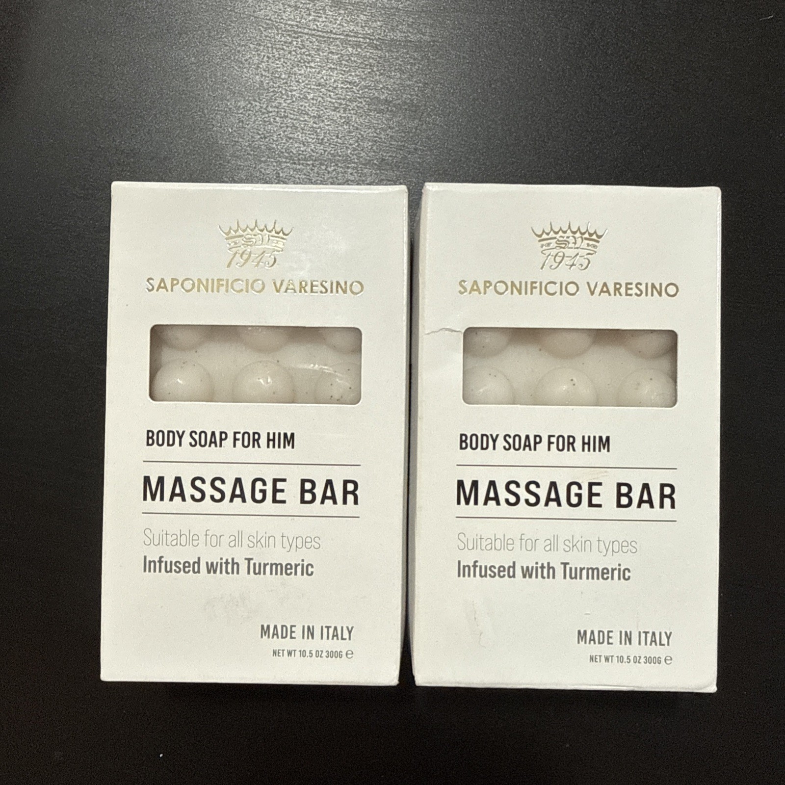2PCS SAPONIFICIO VARESINO Body Soap For Him Massage Bar Infused With Turmeric