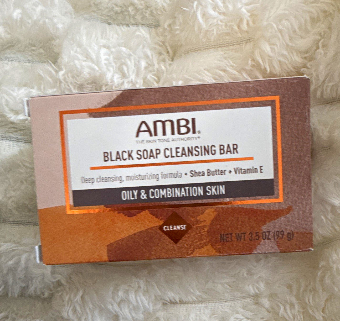 AMBI Cleanse Black Soap Bar 3.5 oz for Oily/Combination Skin Shea + Vit E