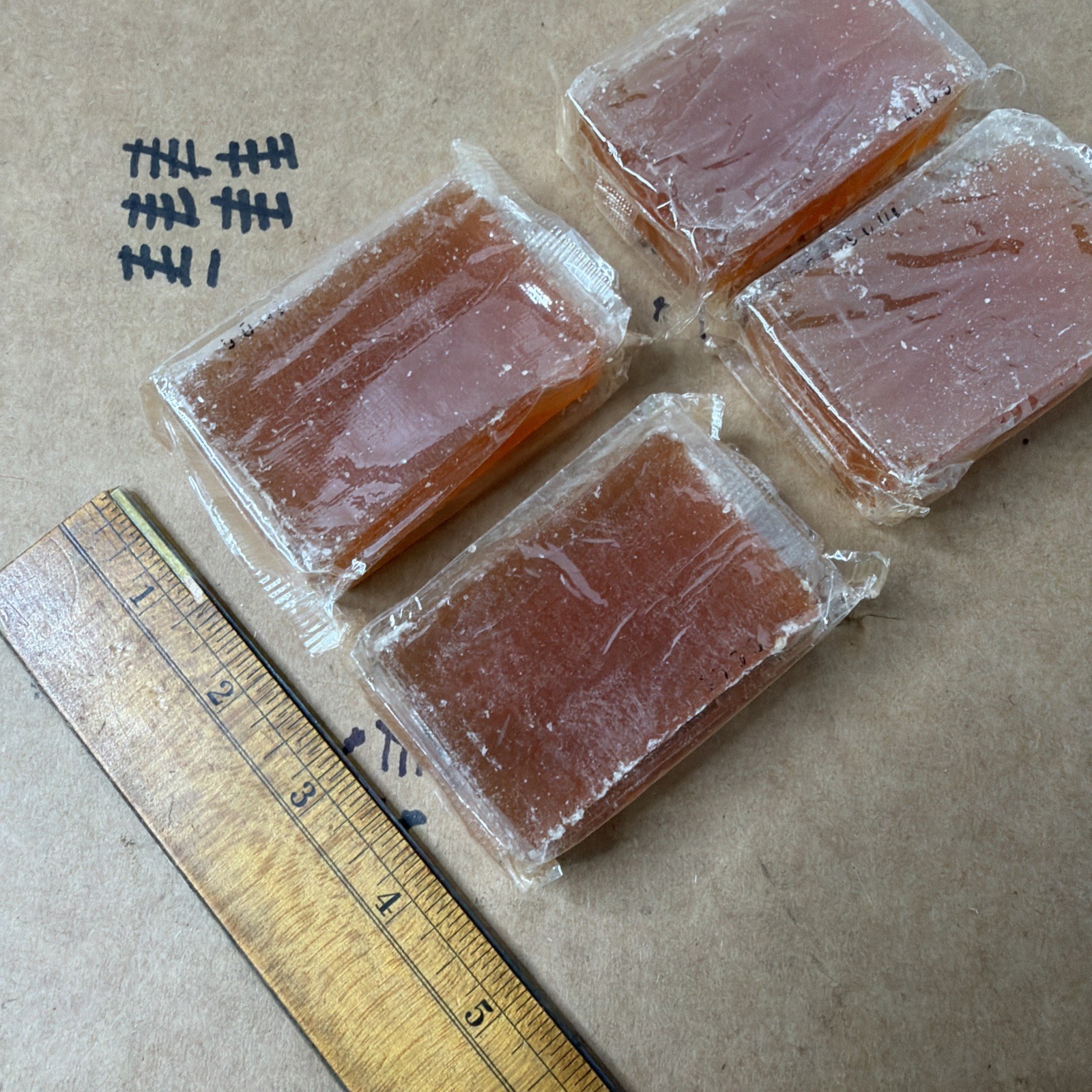 Vintage Unbranded Soap Bar Orange Unknown Scent Rustic Lot Of 4