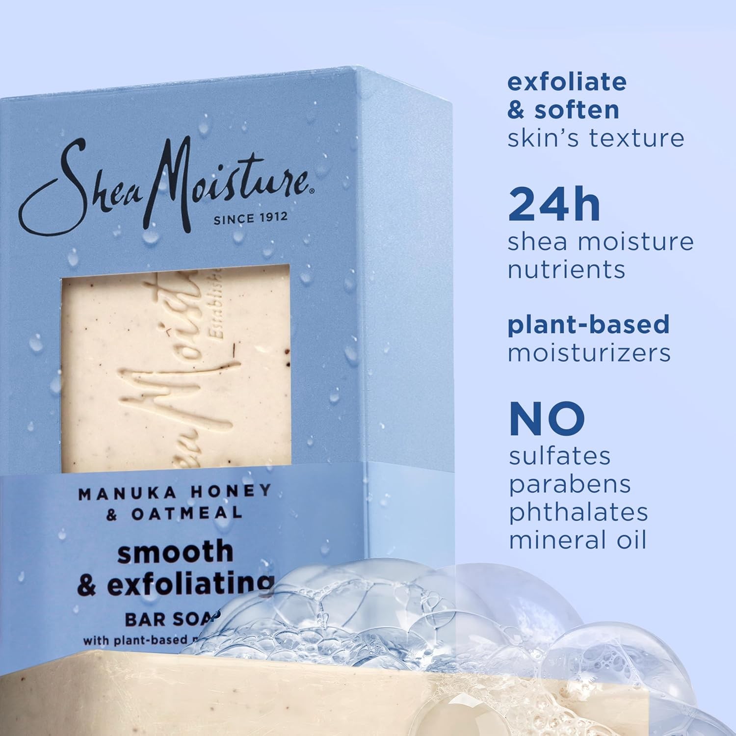 Manuka Honey Oatmeal Natural Exfoliating Smoothing SheaMoisture Bar Soap 4 Count
