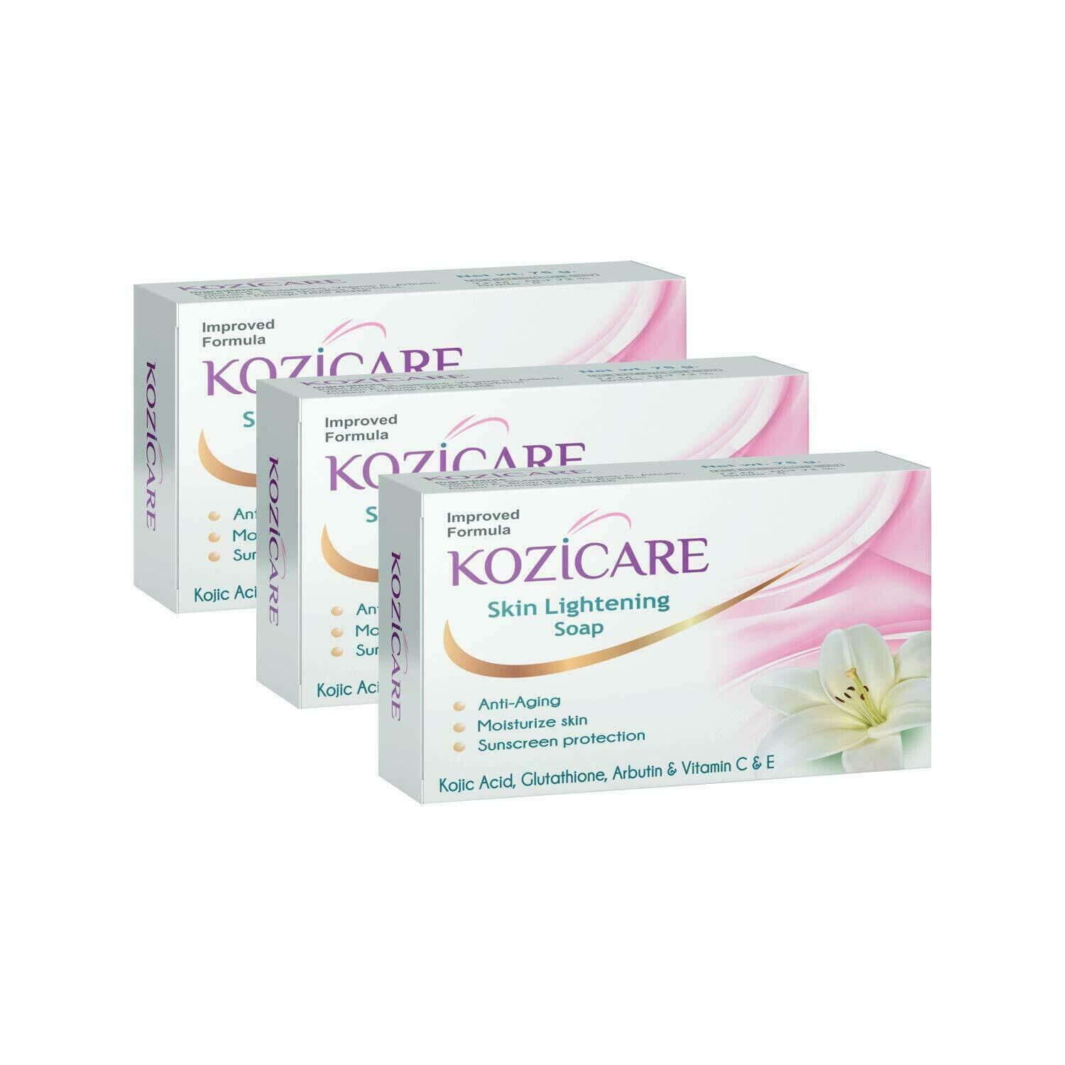 Dark Skin Whitening Soap Lightening Brightening Kojic Acid Soap 75g x 3 Soap