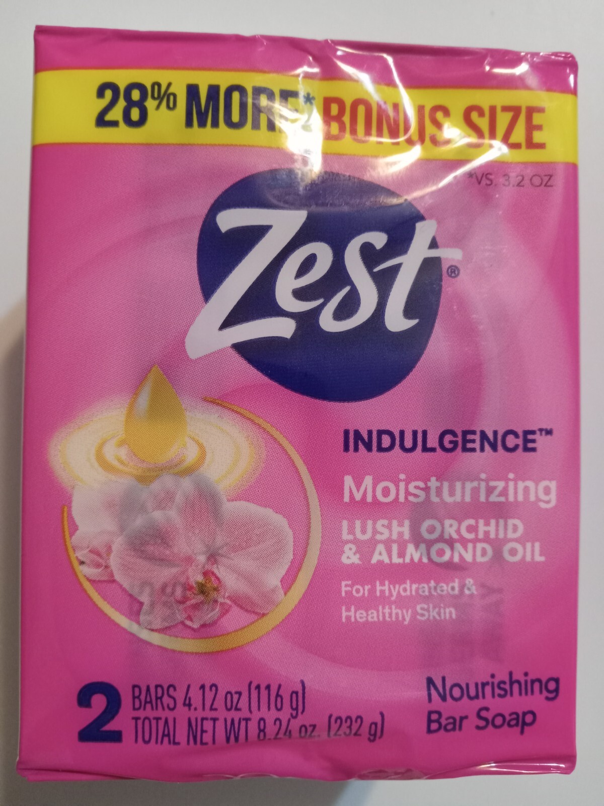 NEW! ZEST (2-BARS) 4.12 Oz Bar ●INDULGENCE● Moisturizing Lush Orchid/Almond Oil.