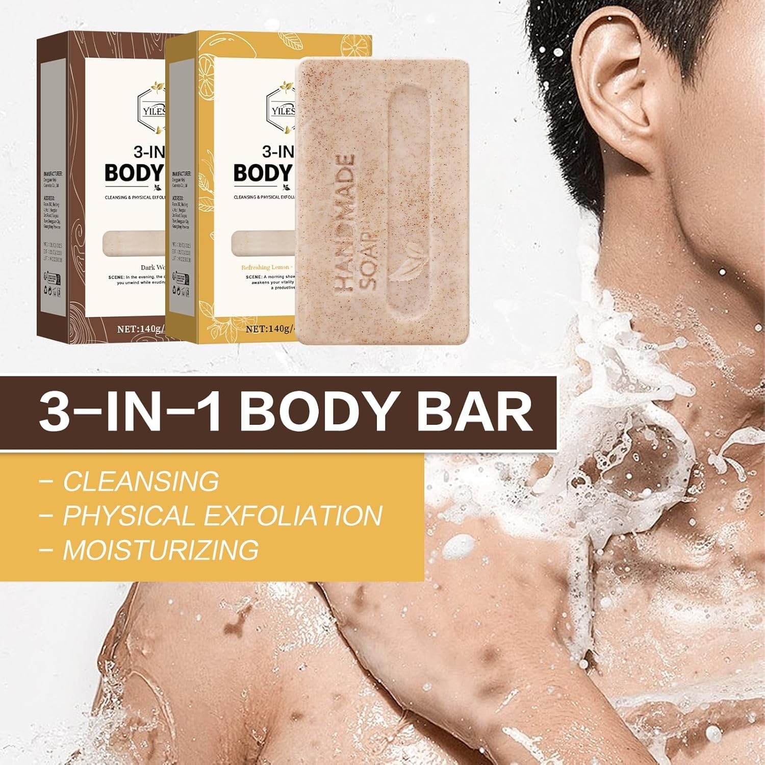 3-in-1 Men’s Body Bar Soap Set for Summer – 2 PCS Exfoliating & Moisturizing …