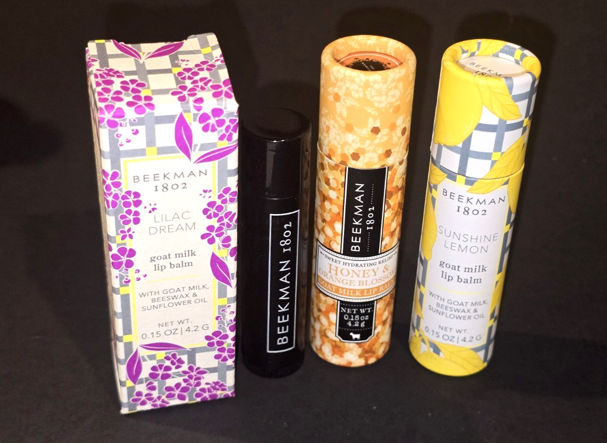 LOT of 4 BEEKMAN 1802 GOAT MILK LIP BALM ASSORTED 4.2 g / 0.15 fl oz