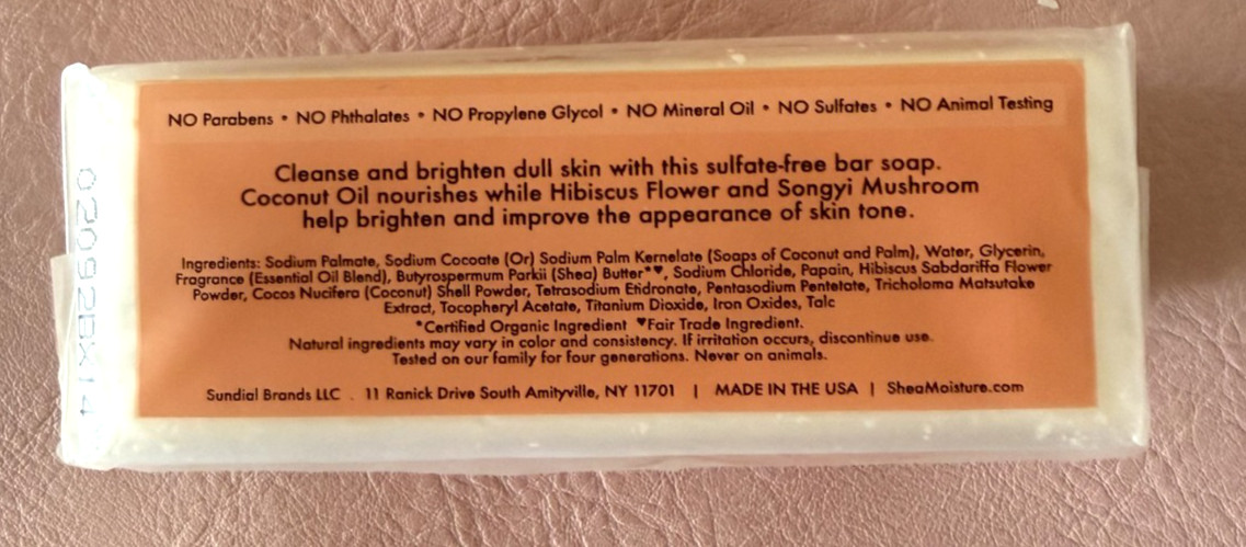 Shea Moisture Coconut & Hibiscus Shea Butter Soap Dull Skin 8 oz NEW