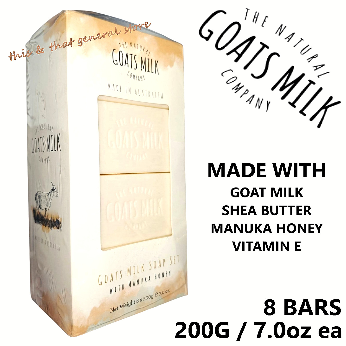 8pk NEW The Natural Goats Milk Company Soap Bar Manuka Honey With Shea Vitamin E