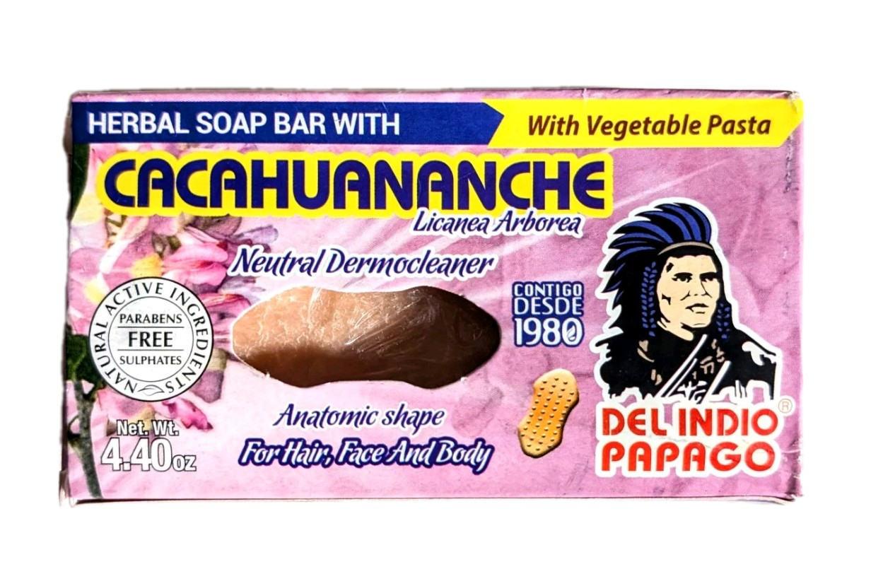 DEL INDIO PAPAGO Herbal Soap Bar with Cacahuananche Natural Dermocleaner 4.4 oz