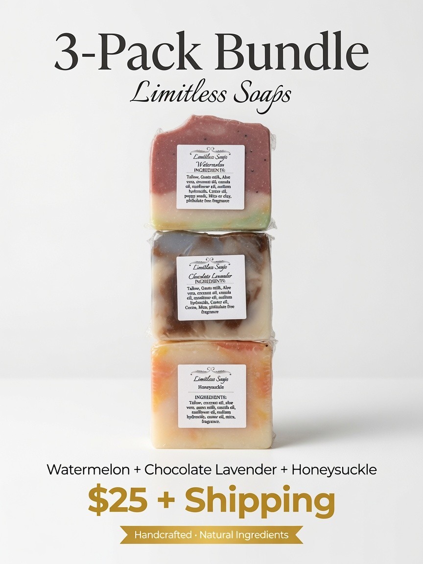 Handmade Goat Milk Tallow Soap 3 Pack Bundle