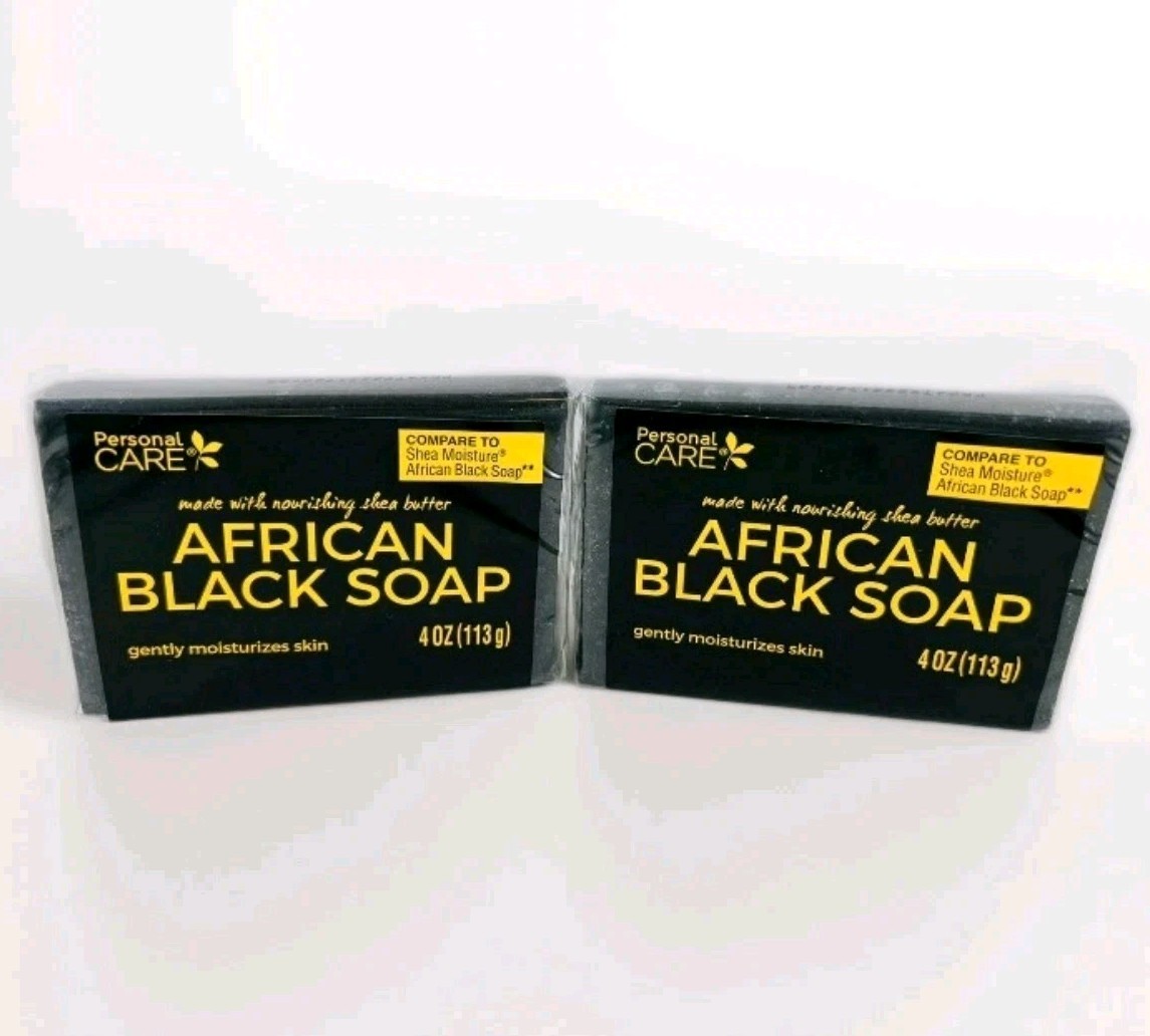 2 Bars African Black Soap by Personal Care with Shea Butter 4 oz Moisturizing