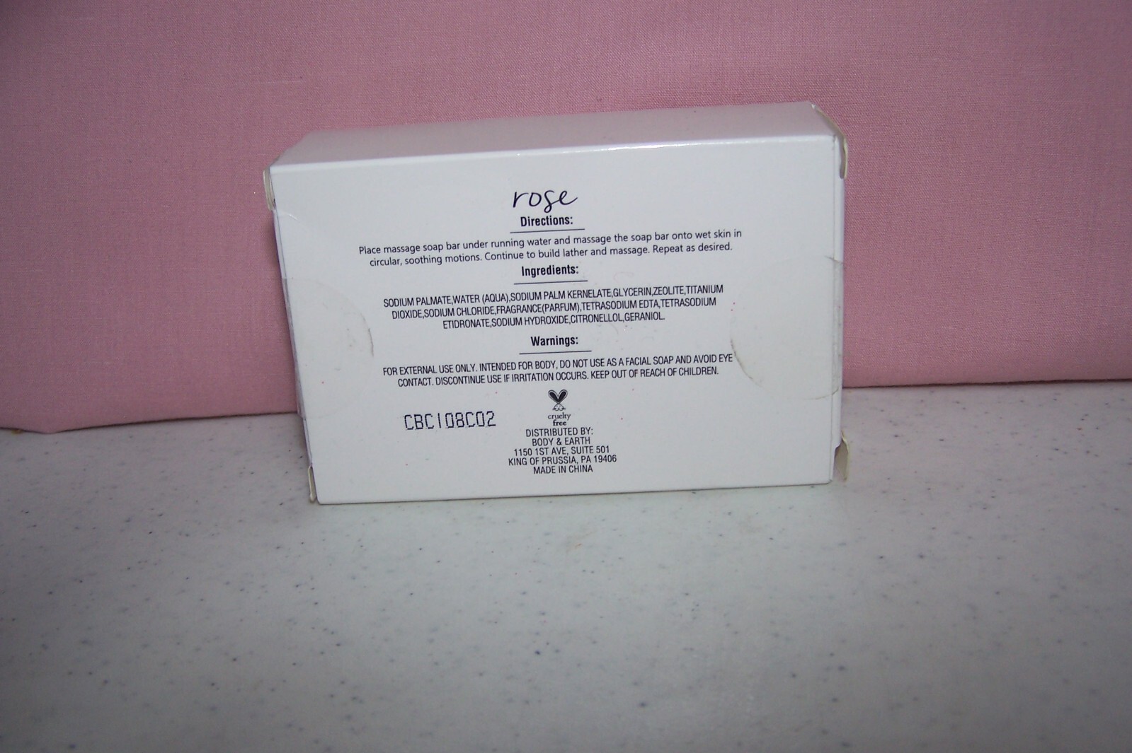 Body & Earth Rose Massage Soap Bar 3.5 oz./100 g. NEW in Box Sensual Soap