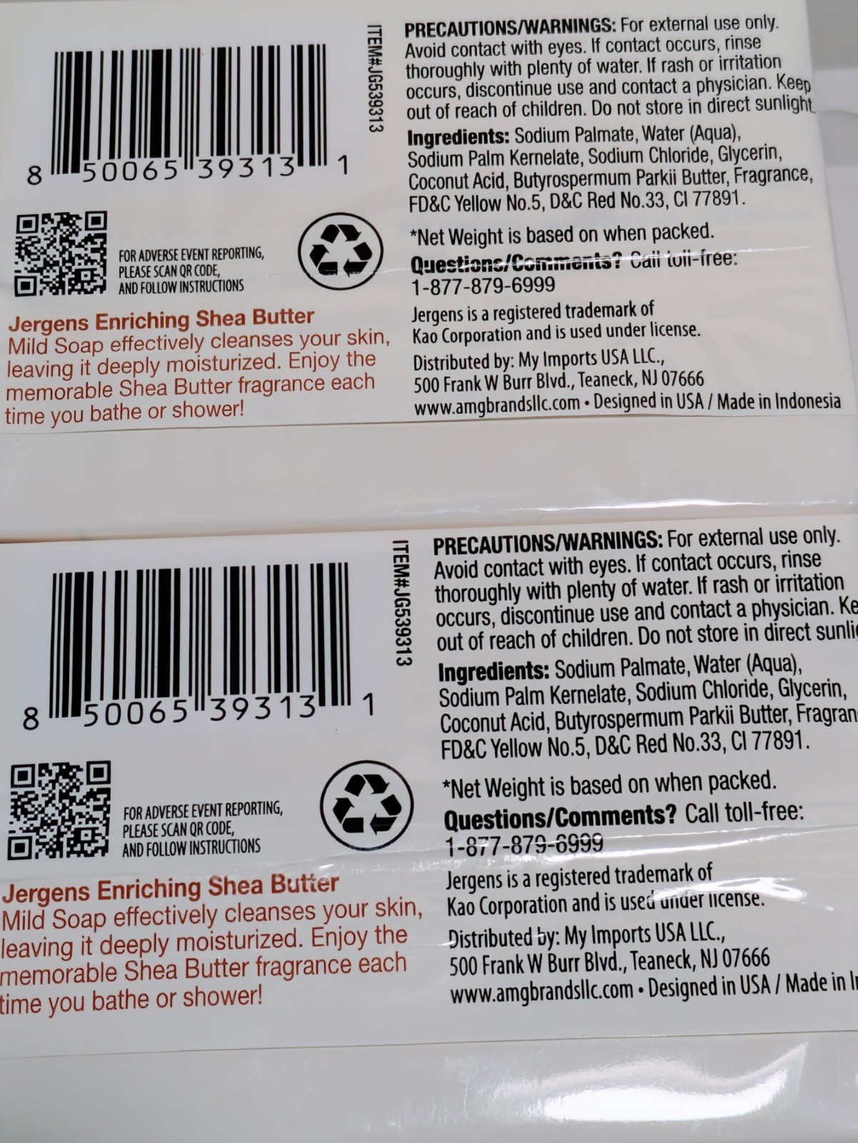 Jergens Mild Soap Enriching Shea Butter 3oz 4 Pks 8 Bars Total