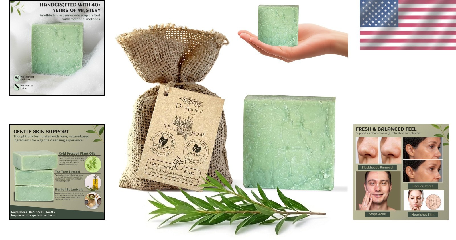 Tea Tree Soap Bar – Handcrafted, Chemical-Free, Ideal for Sensitive Skin