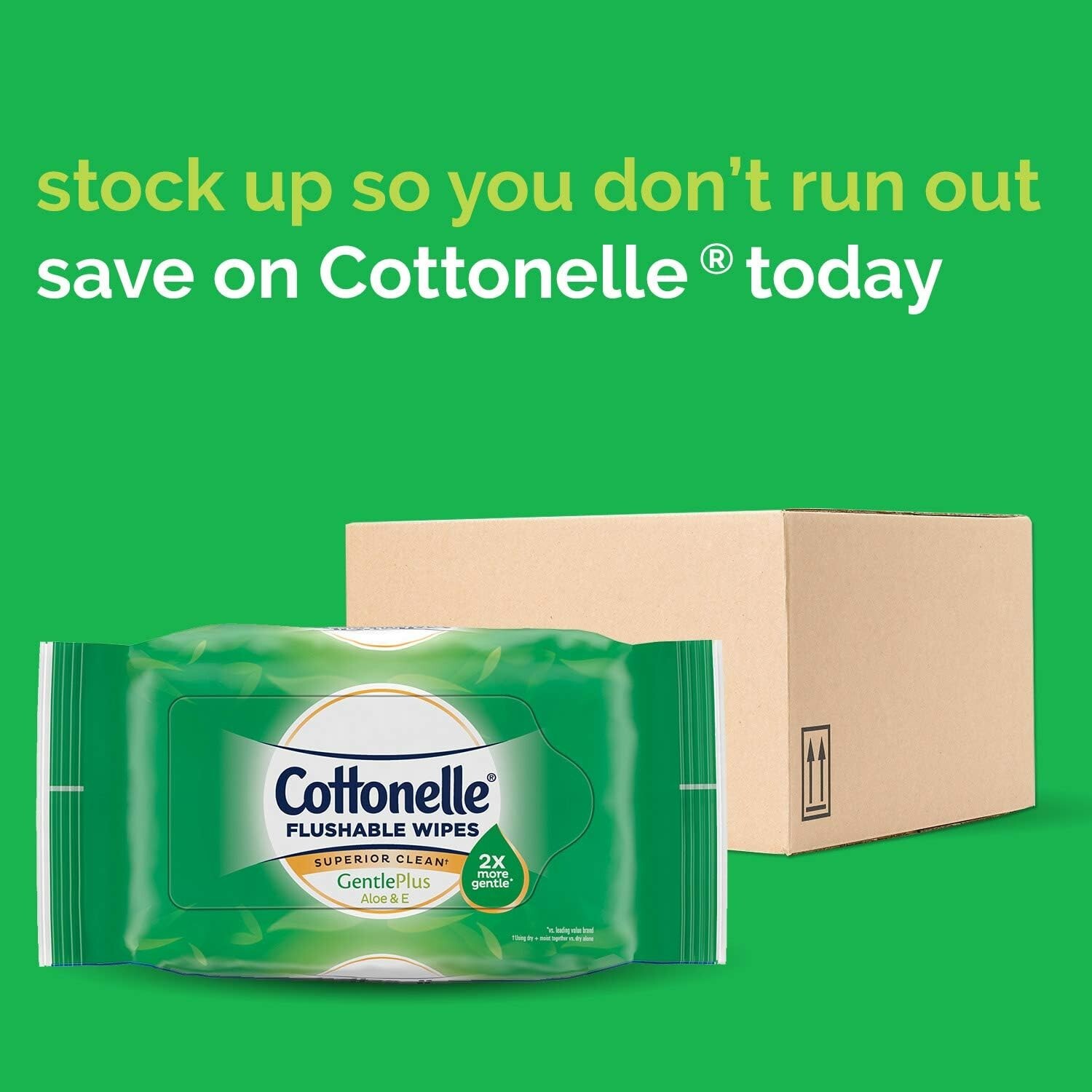 Cottonelle GentlePlus Flushable Wet Wipes with Aloe & Vitamin E, 168 Wipes per P