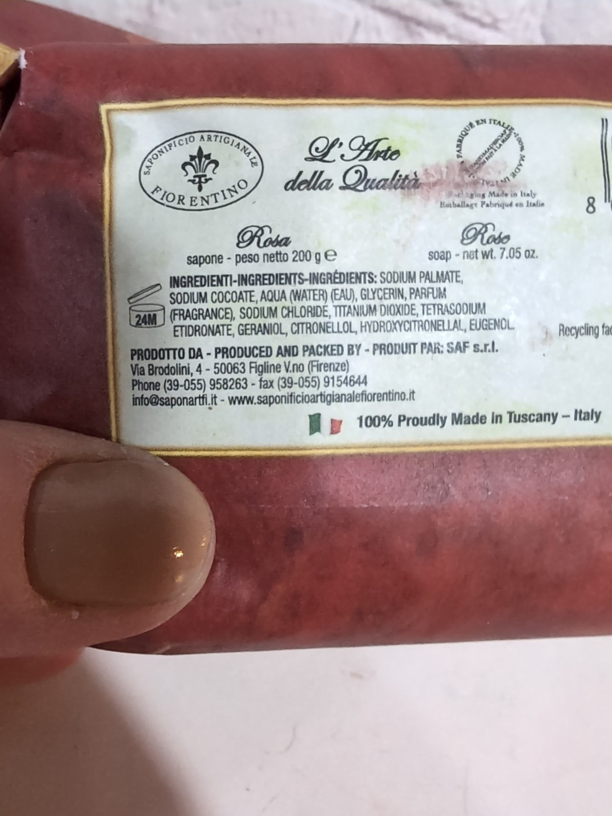 NEW Saponificio Artigianale Fiorentino Italian Rose 7.5 Oz. Soap Set Of 2 Soap