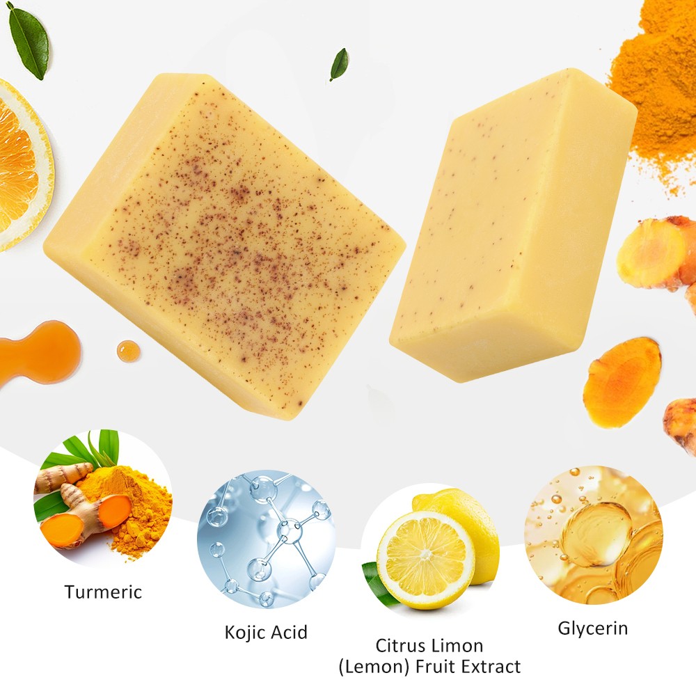 1~5PCS Turmeric Lemon Soap Face & Body Dark Spot Whitening Skin Lightening 100g