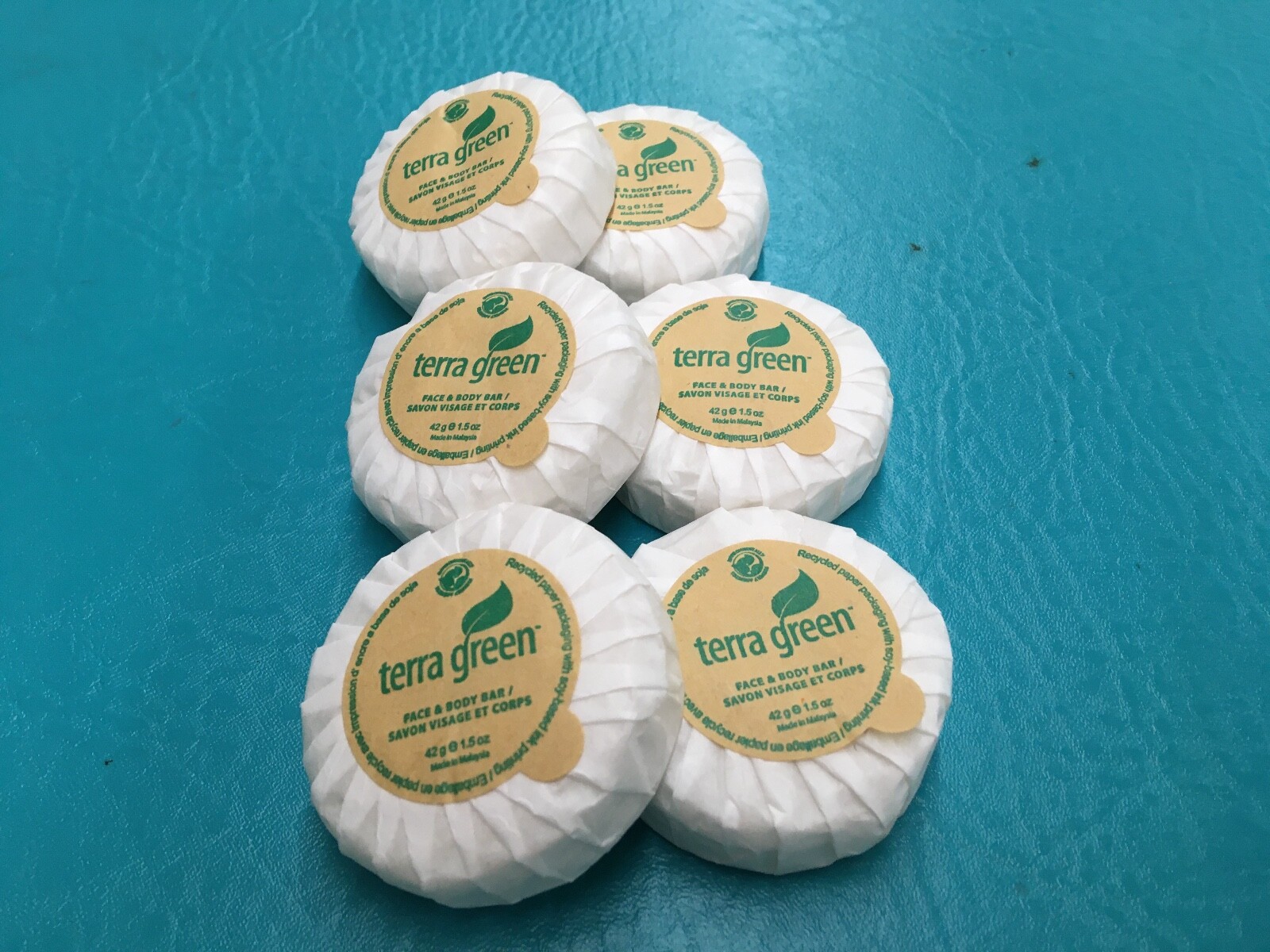 6 Terra Green Face and Body Soap Bar 1.5 oz Larger Size Travel 1 1/2 Ounce