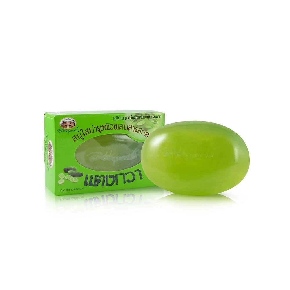 Cucumber clear soap mixed with vitamin E, Abhaibhubejhr Herbal 100 g. X4 Pcs.