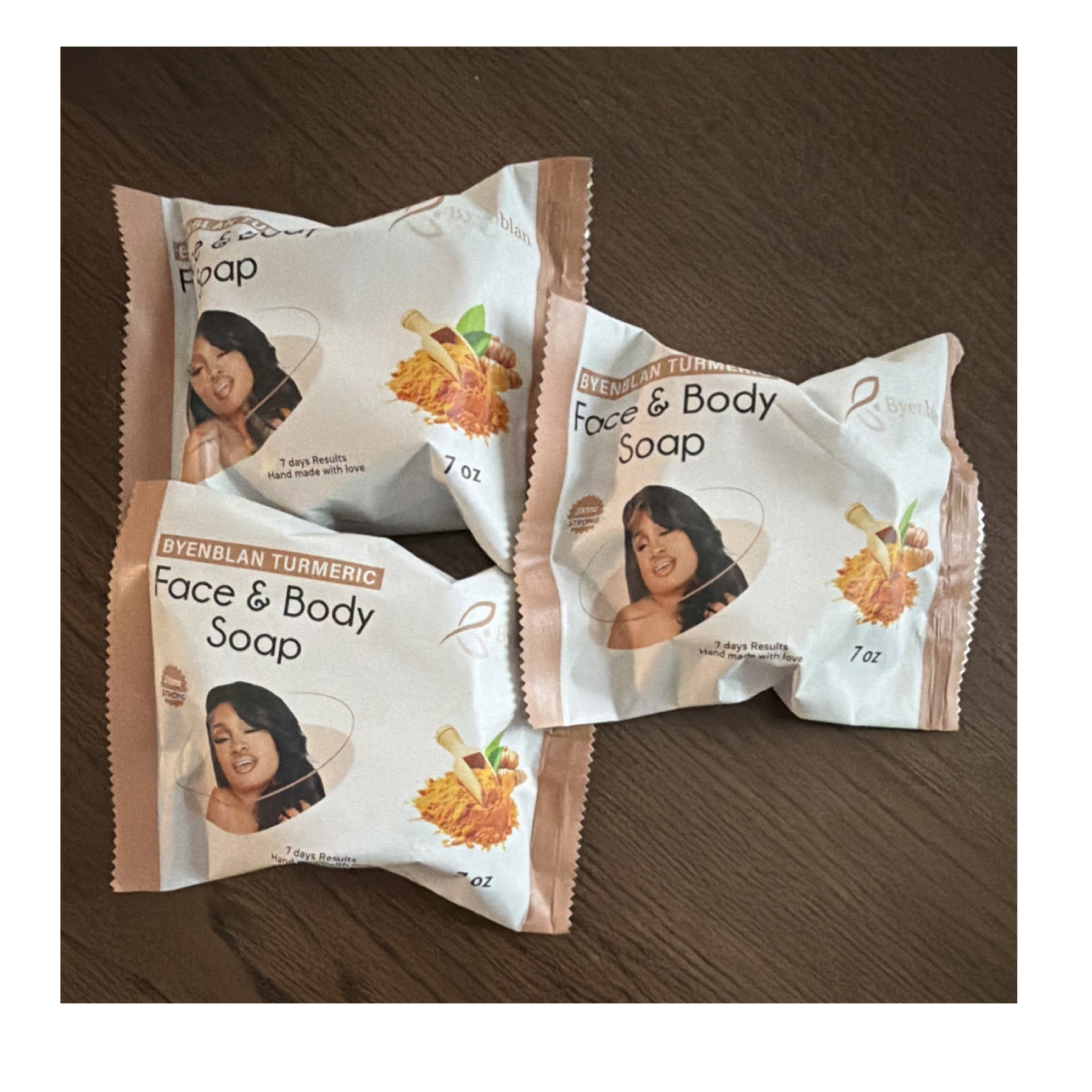 Byenblan Handmade Turmeric Face & Body Soap Bar 7oz Lot of 3 Women