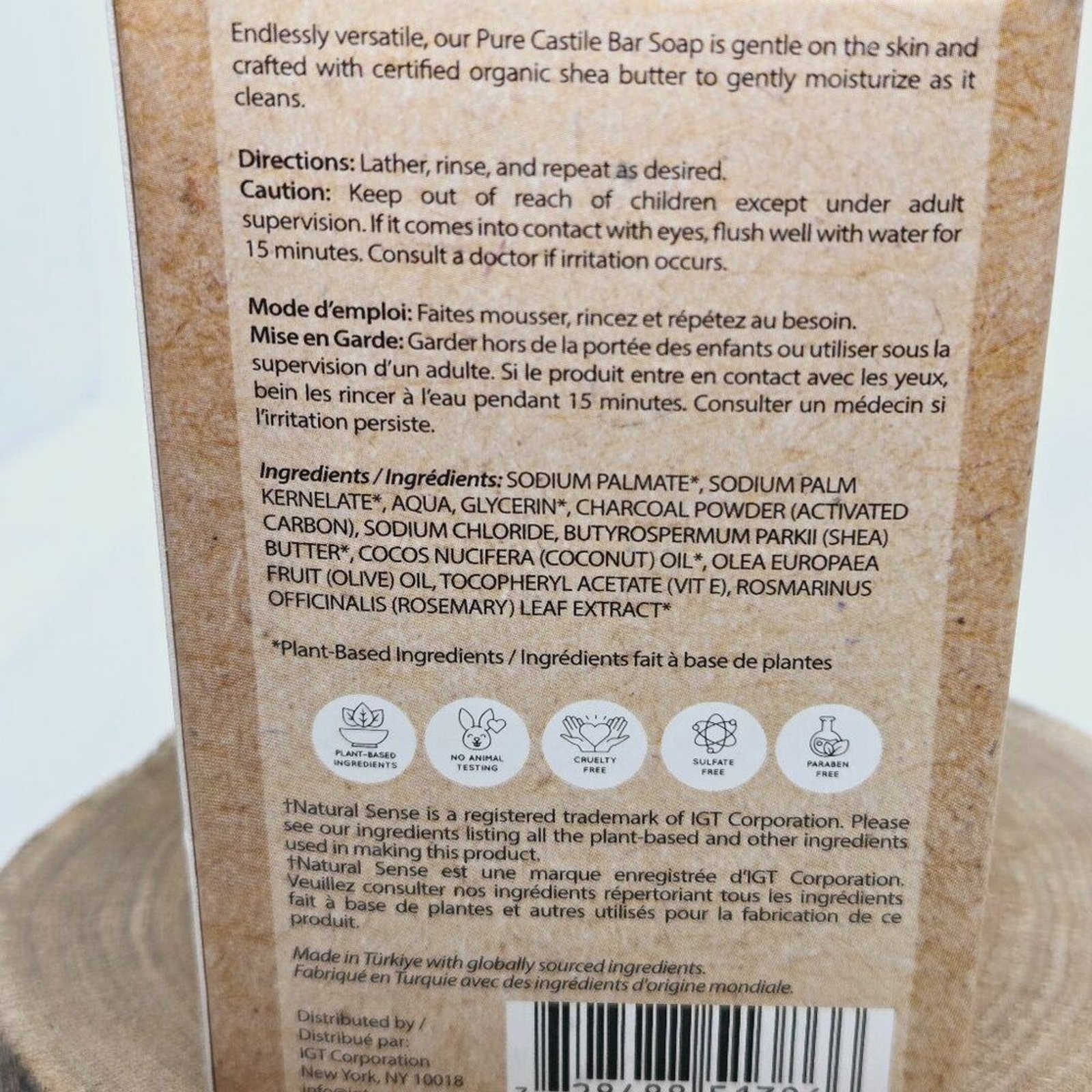 NEW NATURAL SENSE PLANT BASED PURE CASTILE SOAP ACTIVATED CHARCOAL & PEPPERMINT