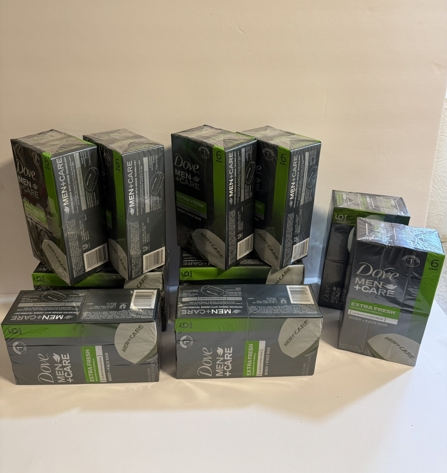 4 pack of 6 bars Men+Care Extra Fresh Hand & Body + Face +Soap Bar 3.75 oz Each