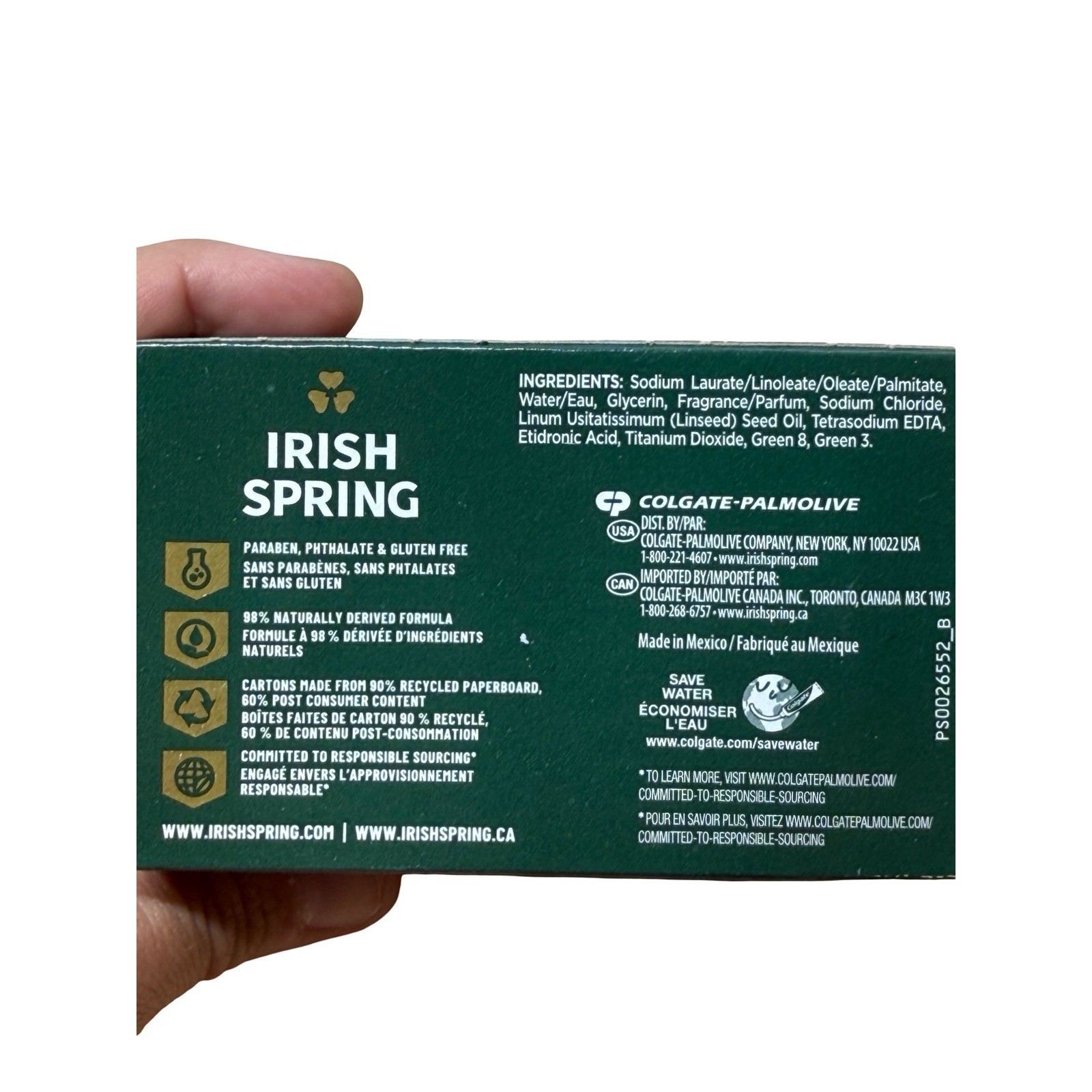 Irish Spring Original Clean Deodorant Soap 3.7oz Bars Lot of 6 Fresh Scent