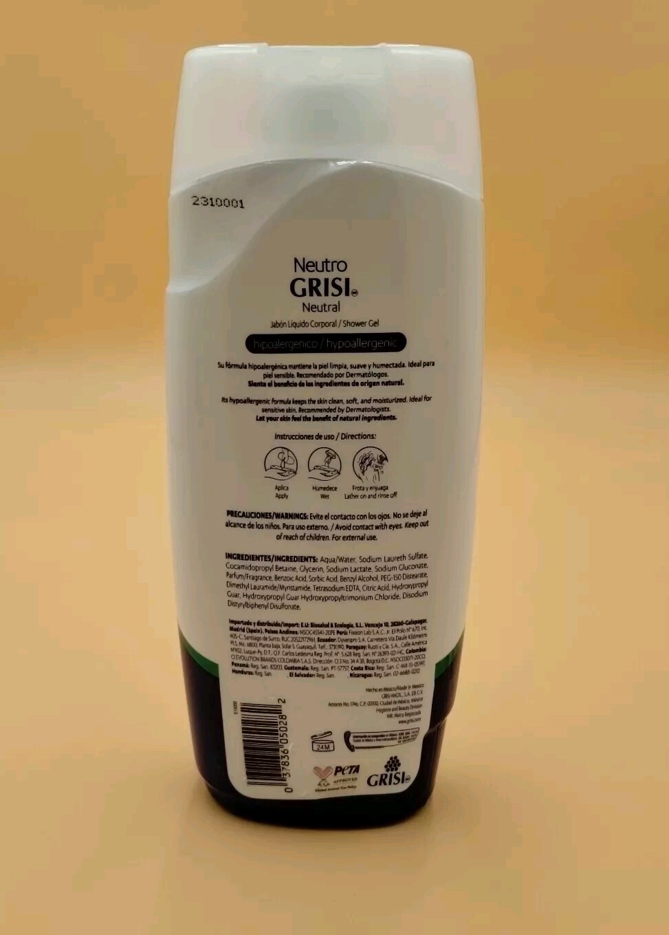Grisi Neutro Neutral Shower Gel | Hypoallergenic Body Wash | 15.2 Oz