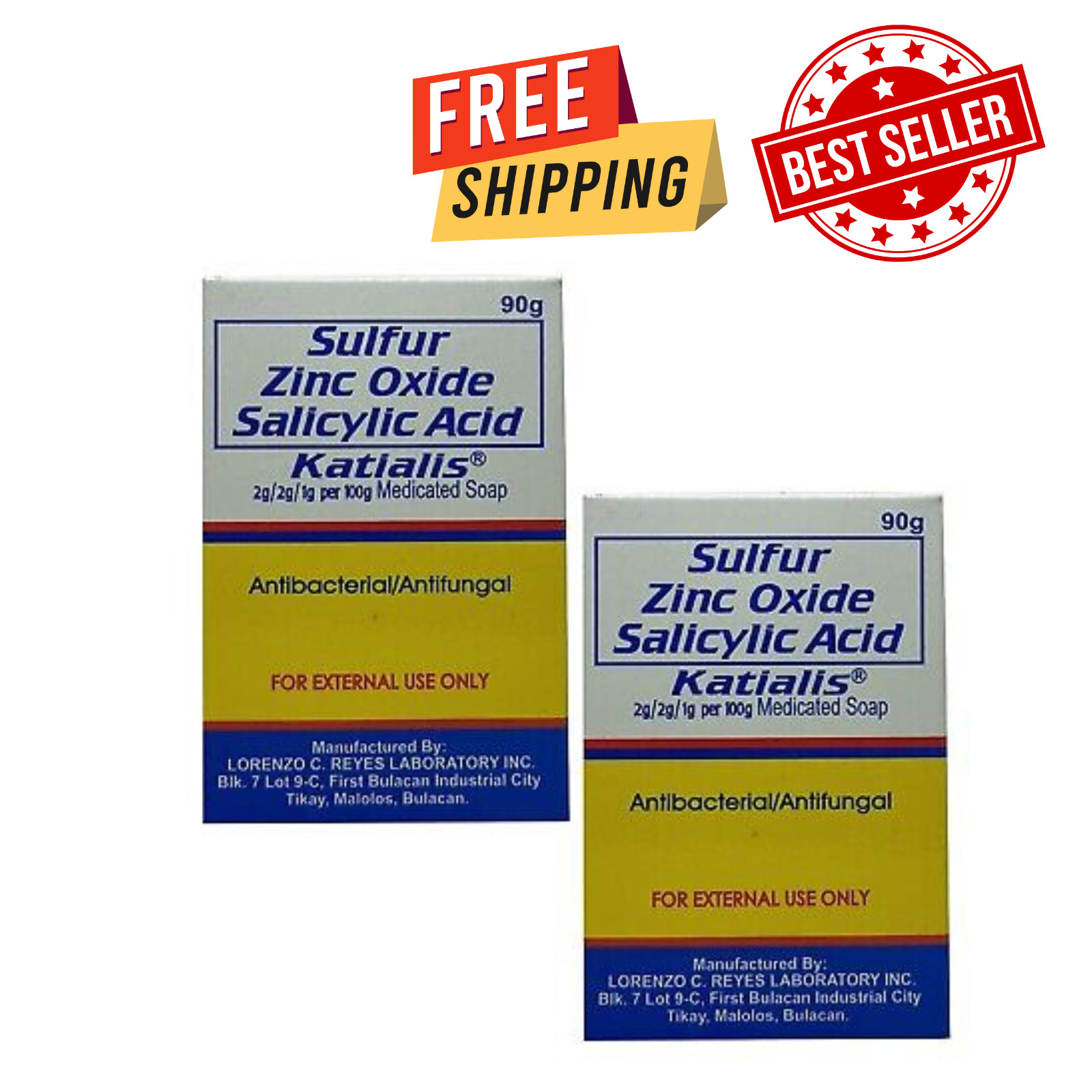 KATIALIS SOAP – Pack of 2 – Sulfur Zinc Oxide Salicylic Acid Anti Fungal Anti Ba