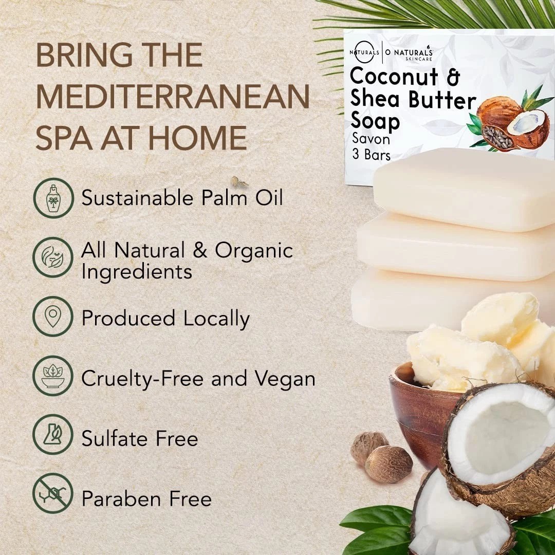 Cold Process Soap Bars – 3-Pack Coconut & Shea Butter – Eco-Friendly Gifts