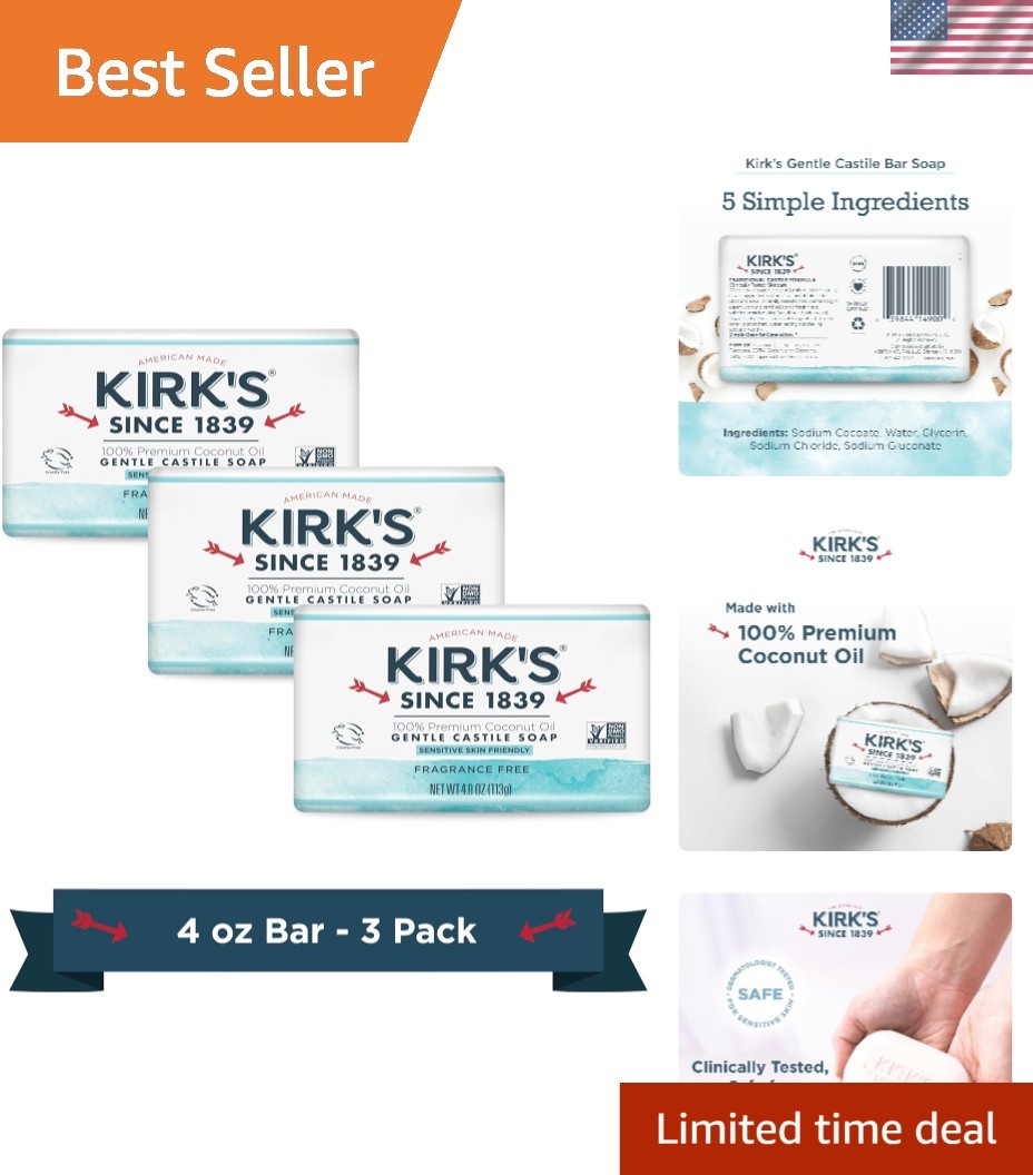 Eco-Friendly 3-Pack Fragrance-Free Castile Soap Bars – & Biodegradable