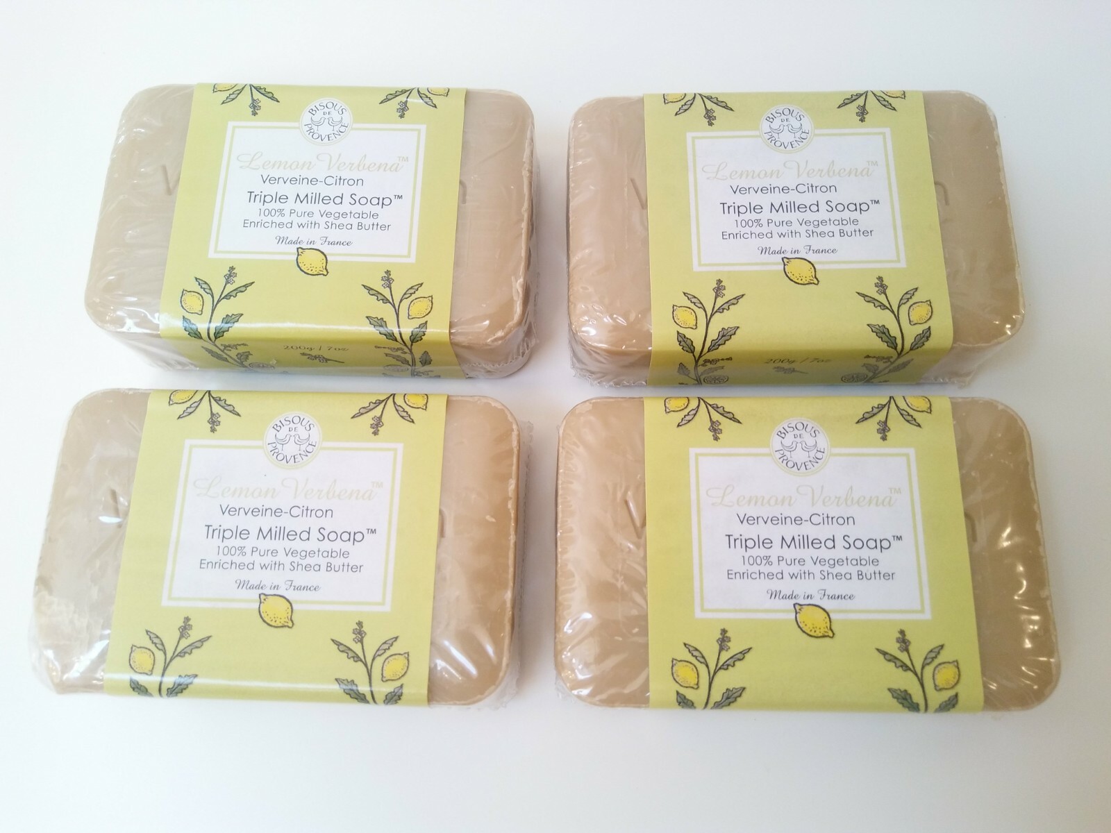 4 X Trader Joe’s Bisous de Provence Lemon Verbena Triple Milled Soap Shea Butter