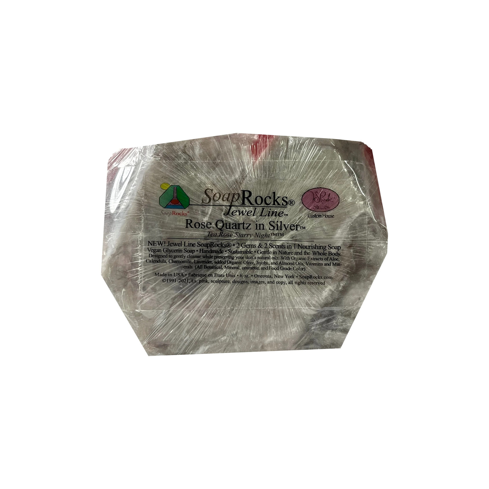 T.S. Pink SoapRocks 6 oz Jewel Collection Rose Quartz in Silver