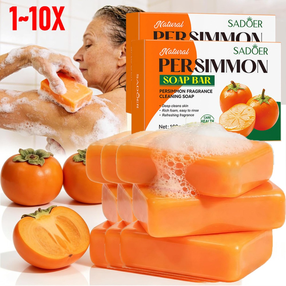 1~10PCS SADOER Persimmon Soap Bar Body Odor Control Deodorant Soap for Men&Women