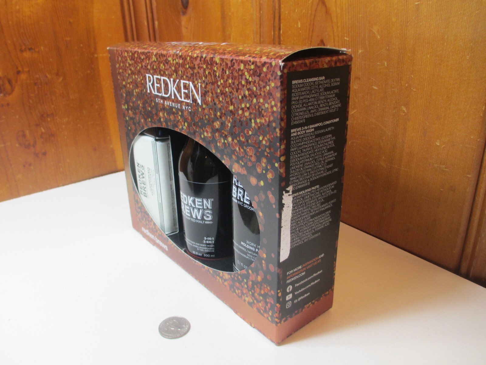 Redken Brews Cleansing Bar, Shampoo/Conditioner/Body Wash Molding Paste Gift Set