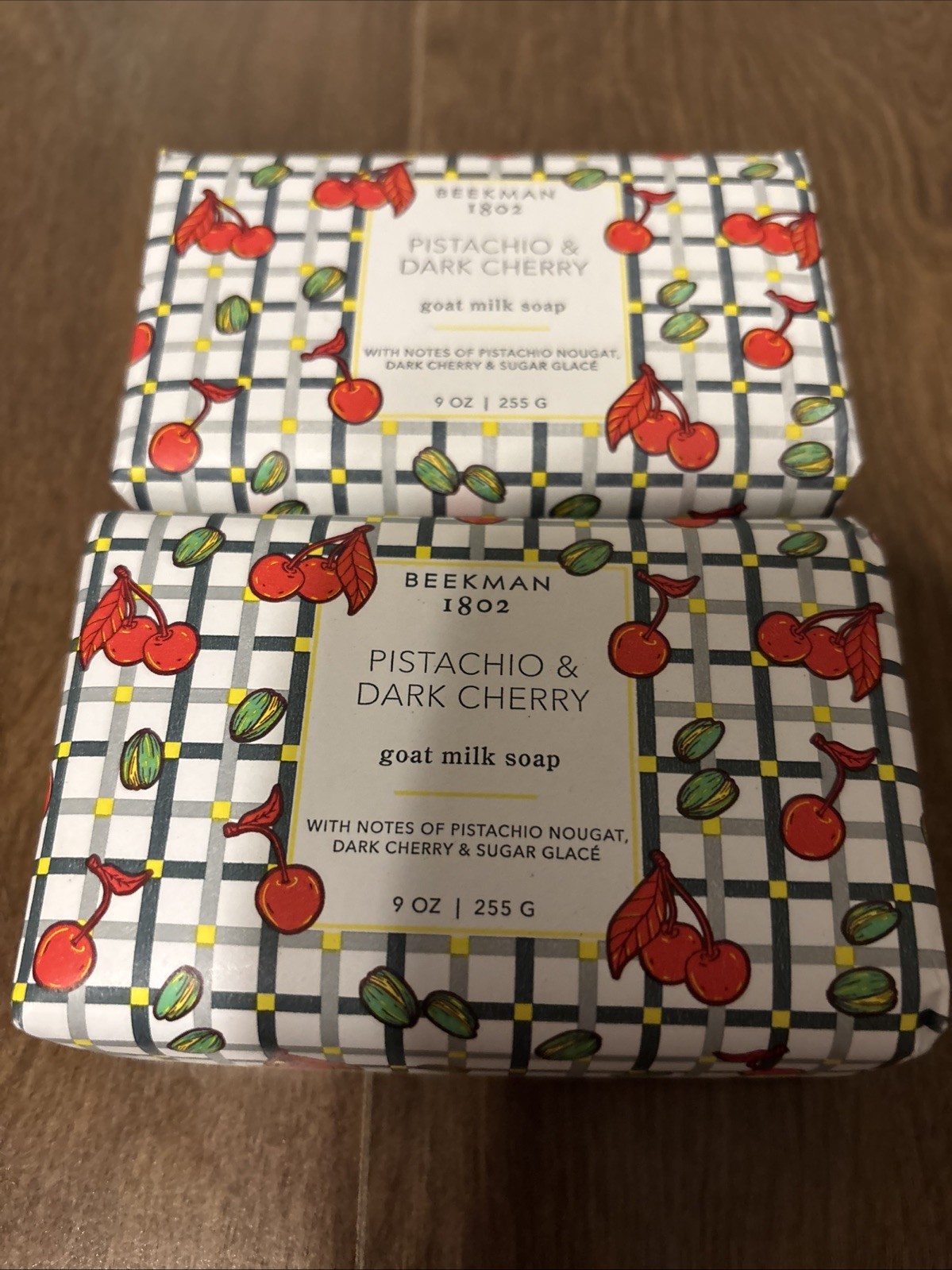 Beekman 1802 Goat Milk Bar Soap Pistachio Dark Cherry Jumbo 9 oz NEW, 2 Bars