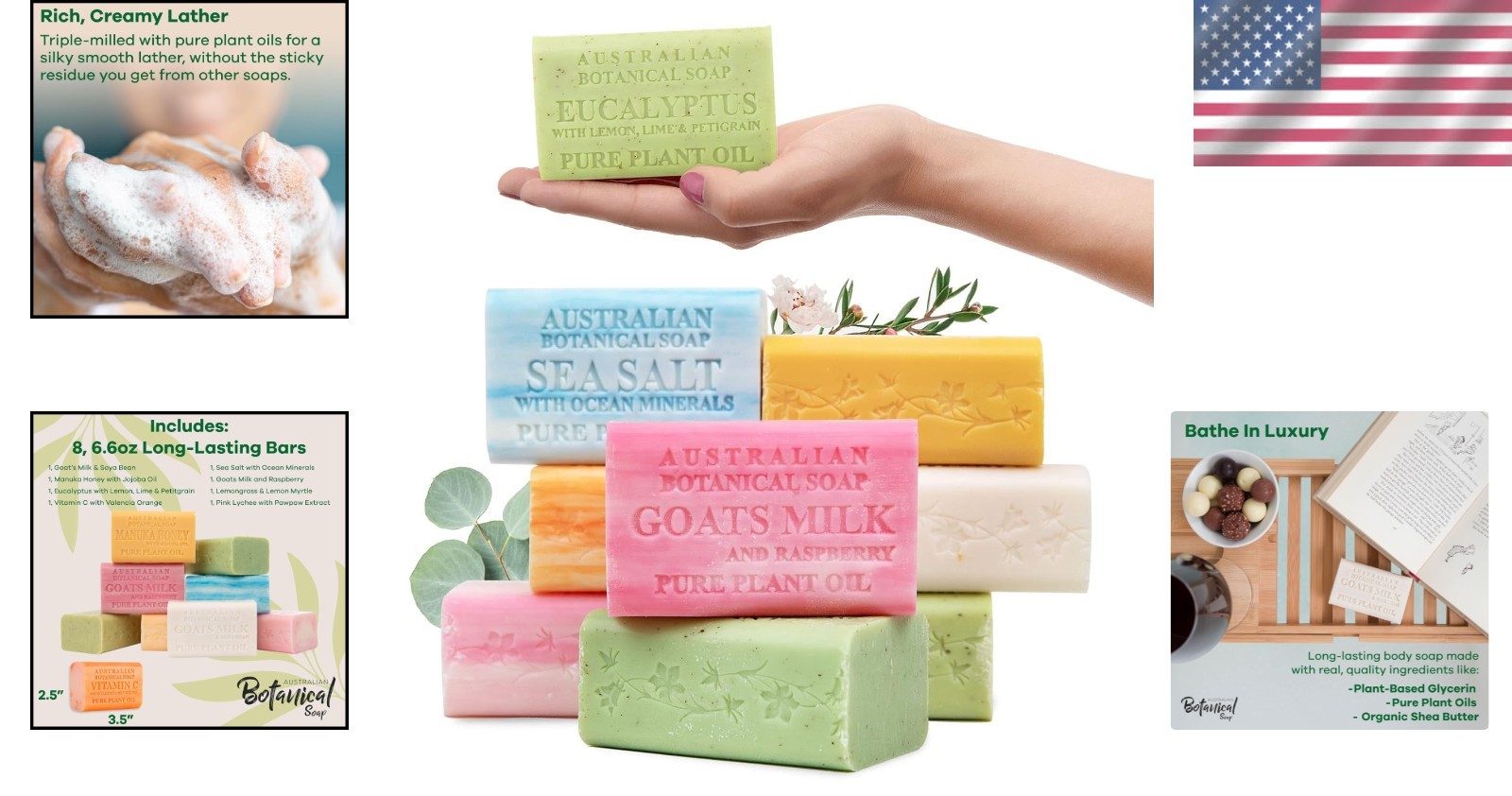 Sustainable 6.6oz Soap Bars – 8 Vibrant Scents Enriched with Shea Butter