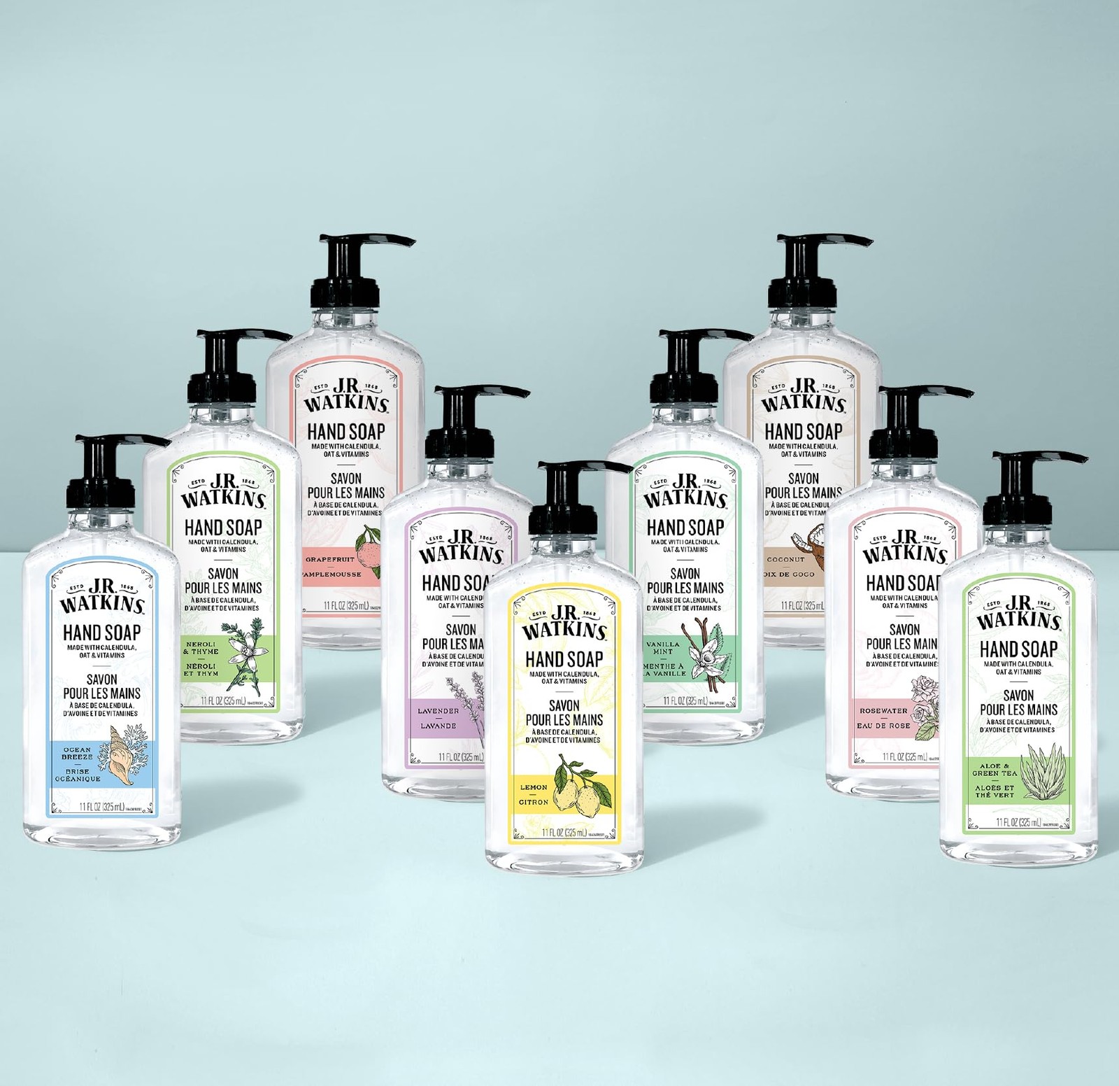 J.R. Watkins Gel Hand Soap Refill, 34 Fl Oz (Pack of 2), Aloe & Green Tea
